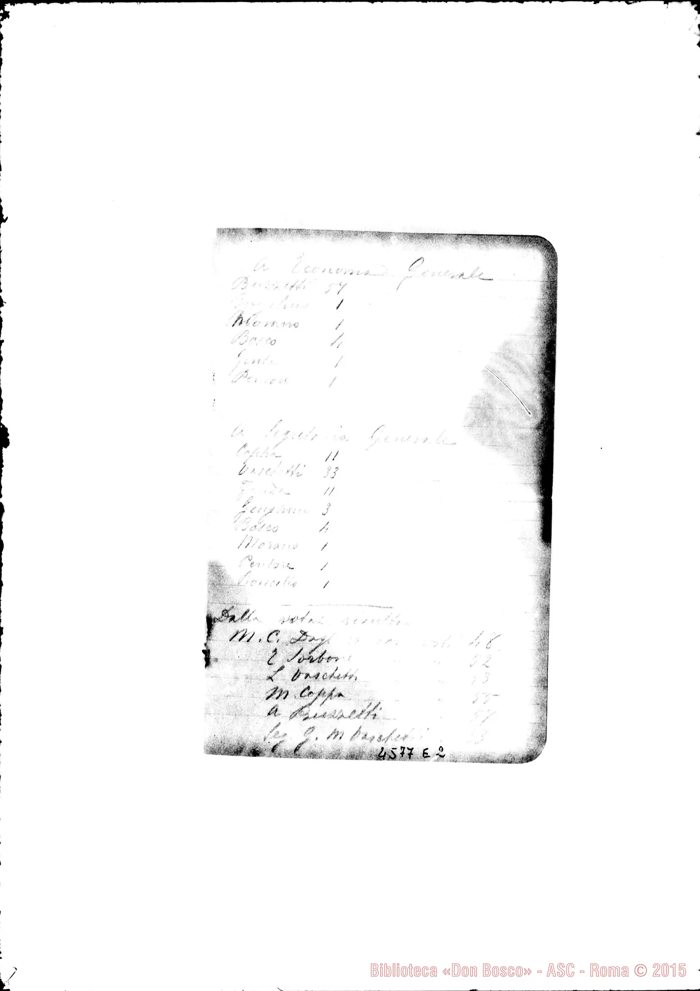 Fotogramma E 2 — Appunti ms. A matita con i risultati delle Elezioni delle Madri del Consiglio Superiore