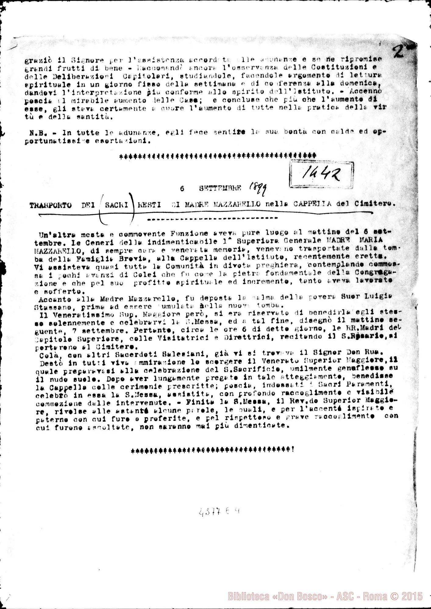 Fotogramma E 4 — Verbali dei Capitoli Generali III, IV, V E VI E raccolta delle Parlate di D. Rua ed altre. Copia dt.