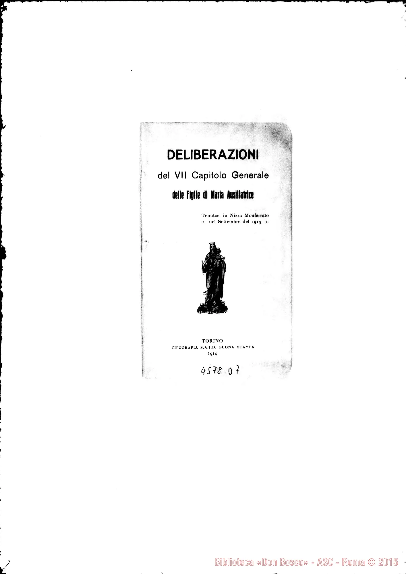 Fotogramma D 7 — Deliberazioni del VII Capitolo Generale. Stampato 1914