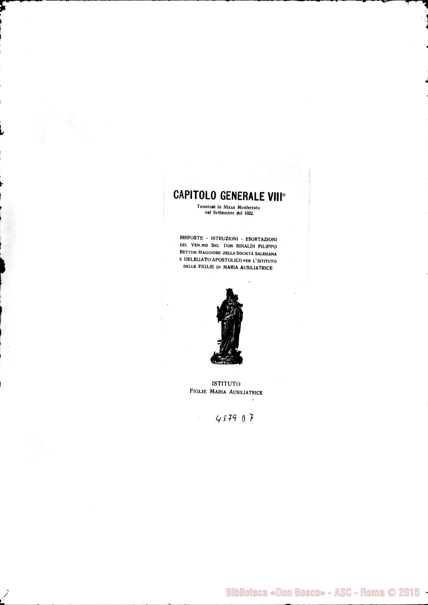 Fotogramma D 7 — Risposte, Istruzioni, Esortazioni del Sig. D. Rinaldi, Delegato Apostolico. Stampato 1922