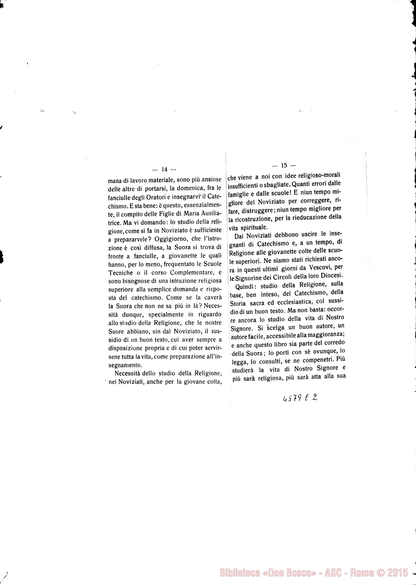 Fotogramma E 2 — Risposte, Istruzioni, Esortazioni del Sig. D. Rinaldi, Delegato Apostolico. Stampato 1922