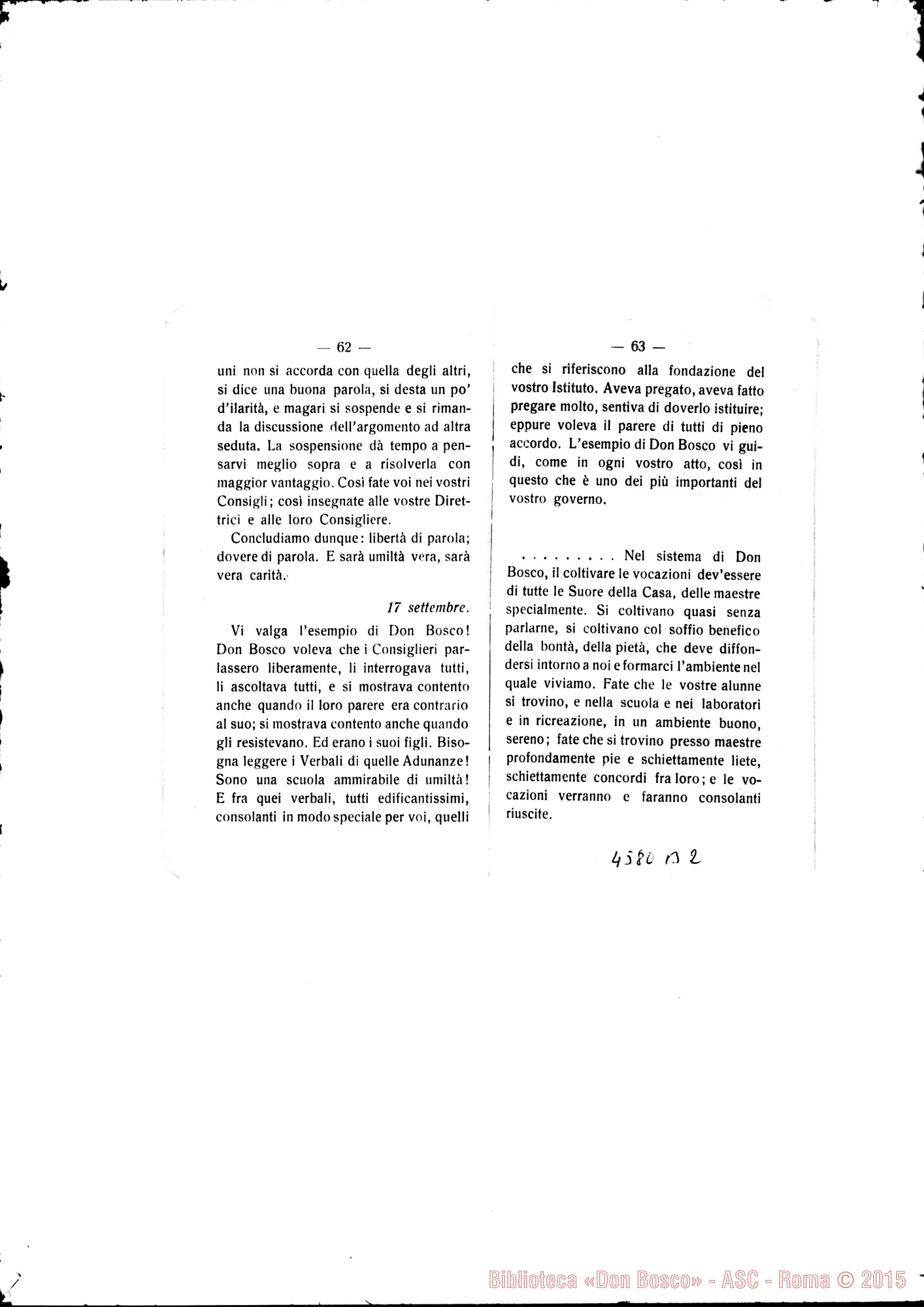 Fotogramma B 2 — Risposte, Istruzioni, Esortazioni del Sig. D. Rinaldi, Delegato Apostolico. Stampato 1922