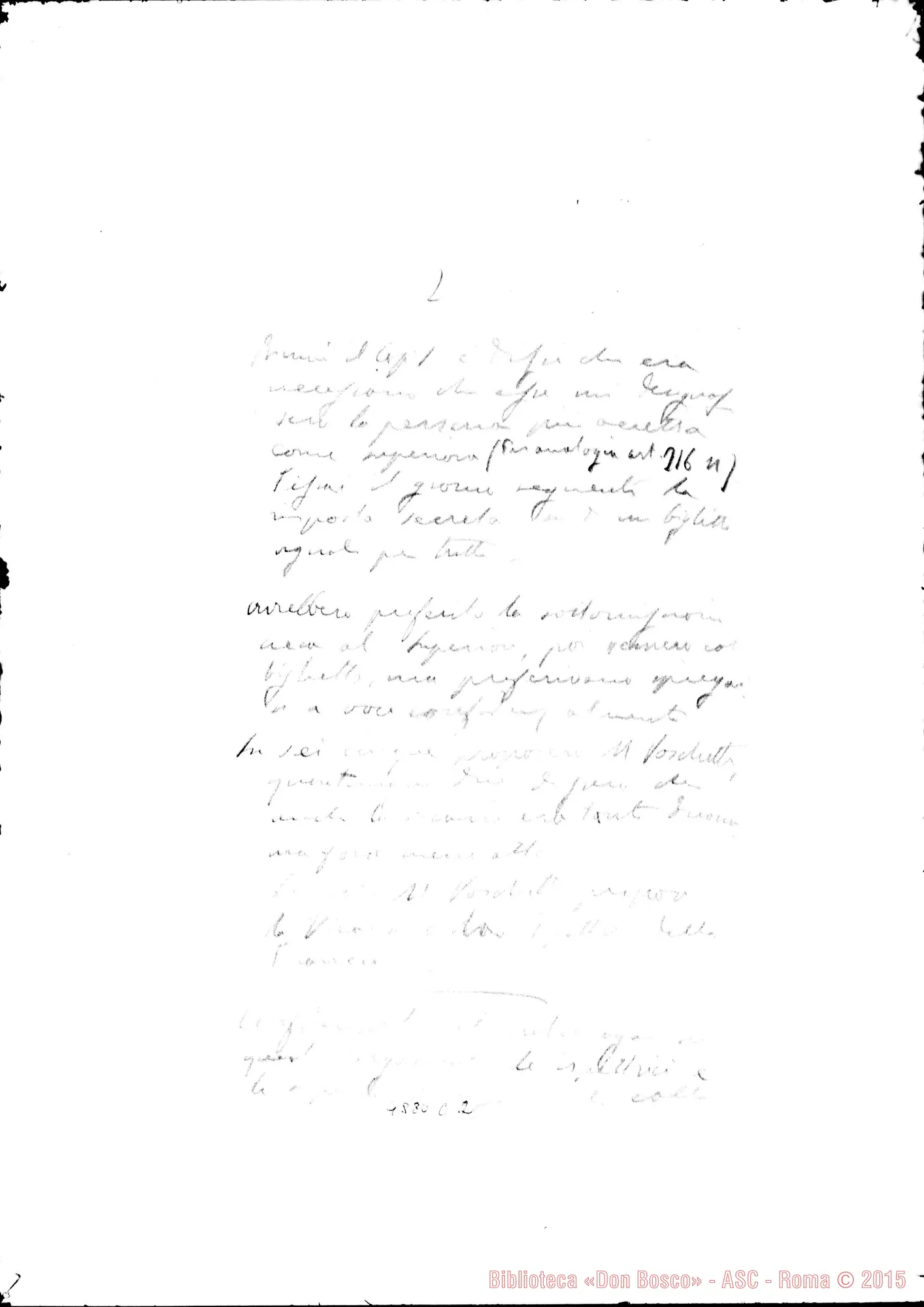 Fotogramma C 2 — Appunti ms. per lettera al Papa. Autogr. Rinaldi