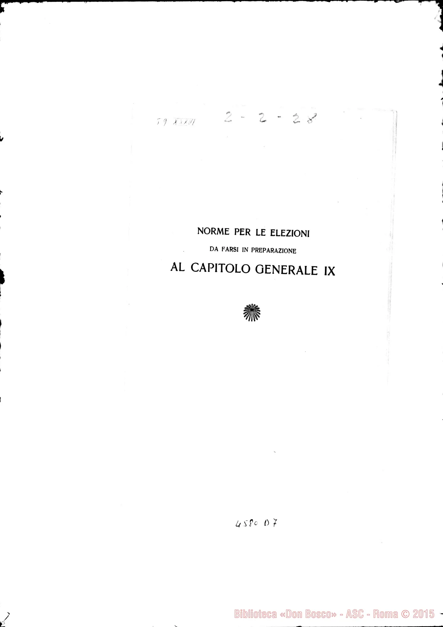 Fotogramma D 7 — Norme per le elezioni da farsi nel Capitolo Generale IX. Stampato