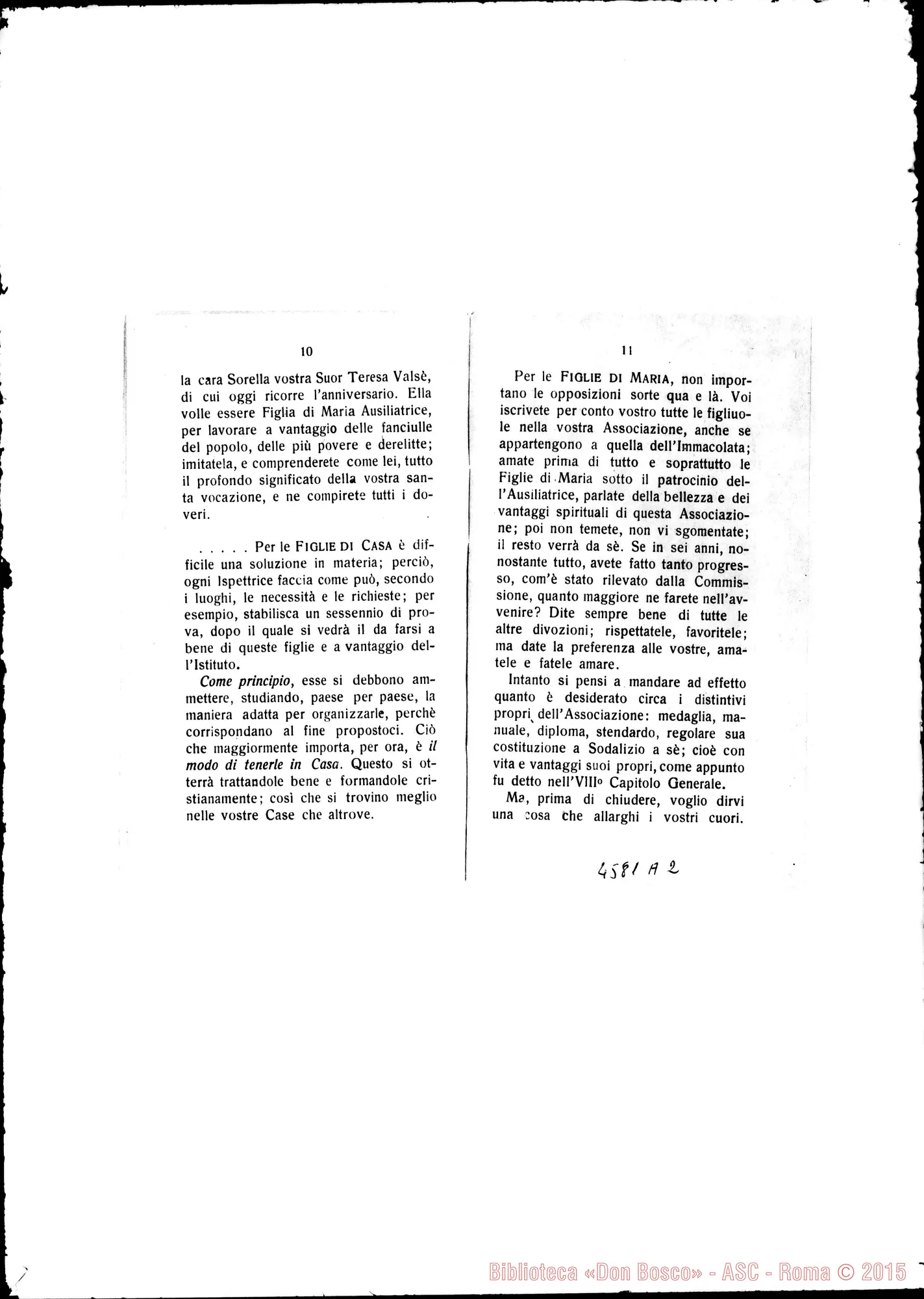 Fotogramma A 2 — Don Filippo Rinaldi: Esortazioni, Istruzioni, Risposte nel IX Cap. Gen. delle Suore. Stampato, 1928