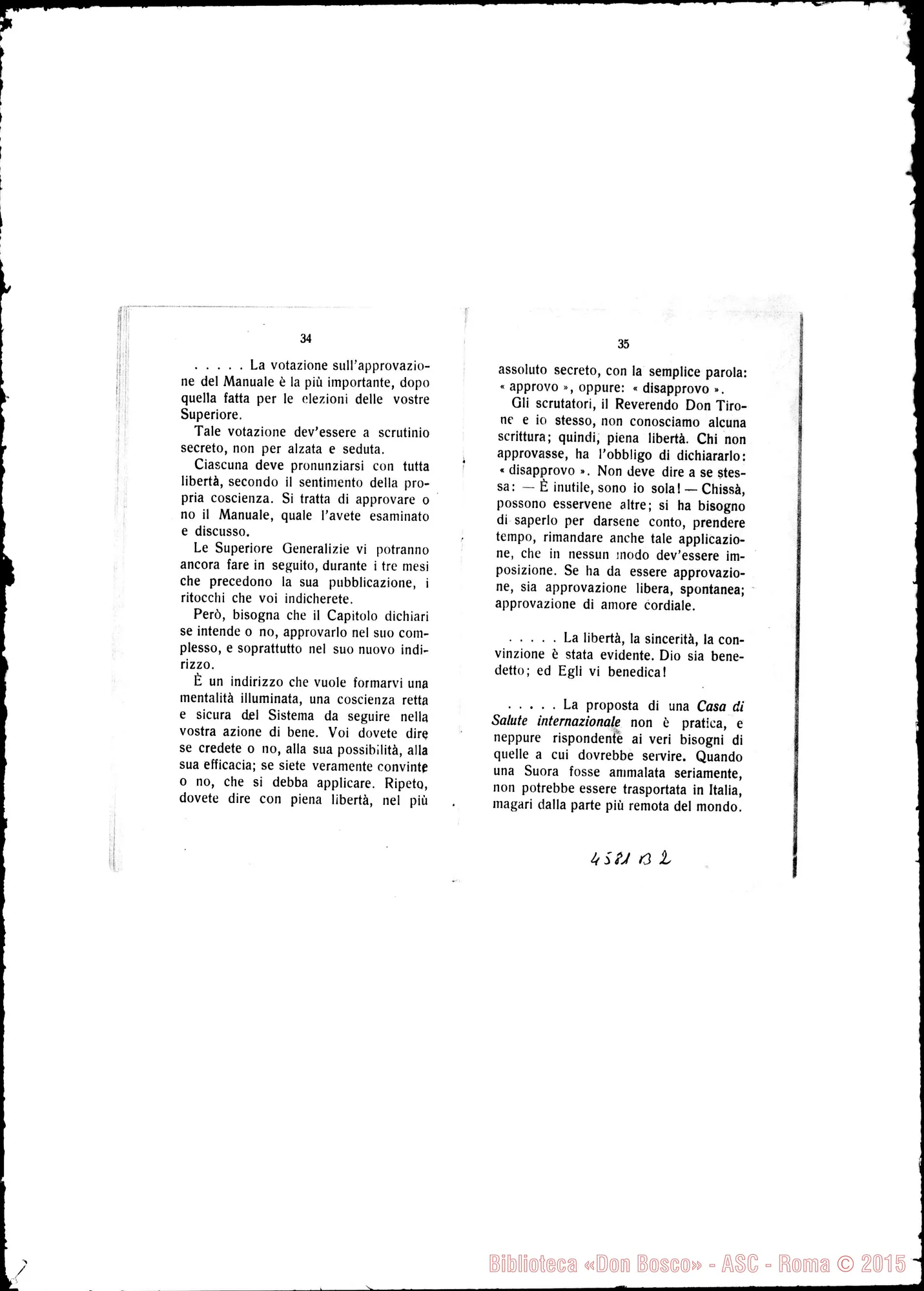 Fotogramma B 2 — Don Filippo Rinaldi: Esortazioni, Istruzioni, Risposte nel IX Cap. Gen. delle Suore. Stampato, 1928