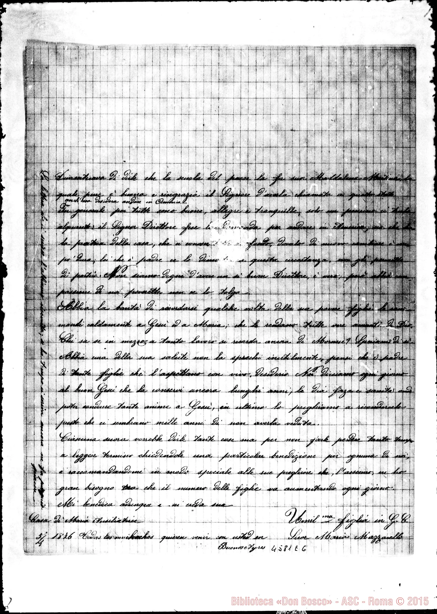 Fotogramma E 6 — M. Mazzarello-D. Cagliero. Mornese, 5-04-1876. Ms. allogr.
