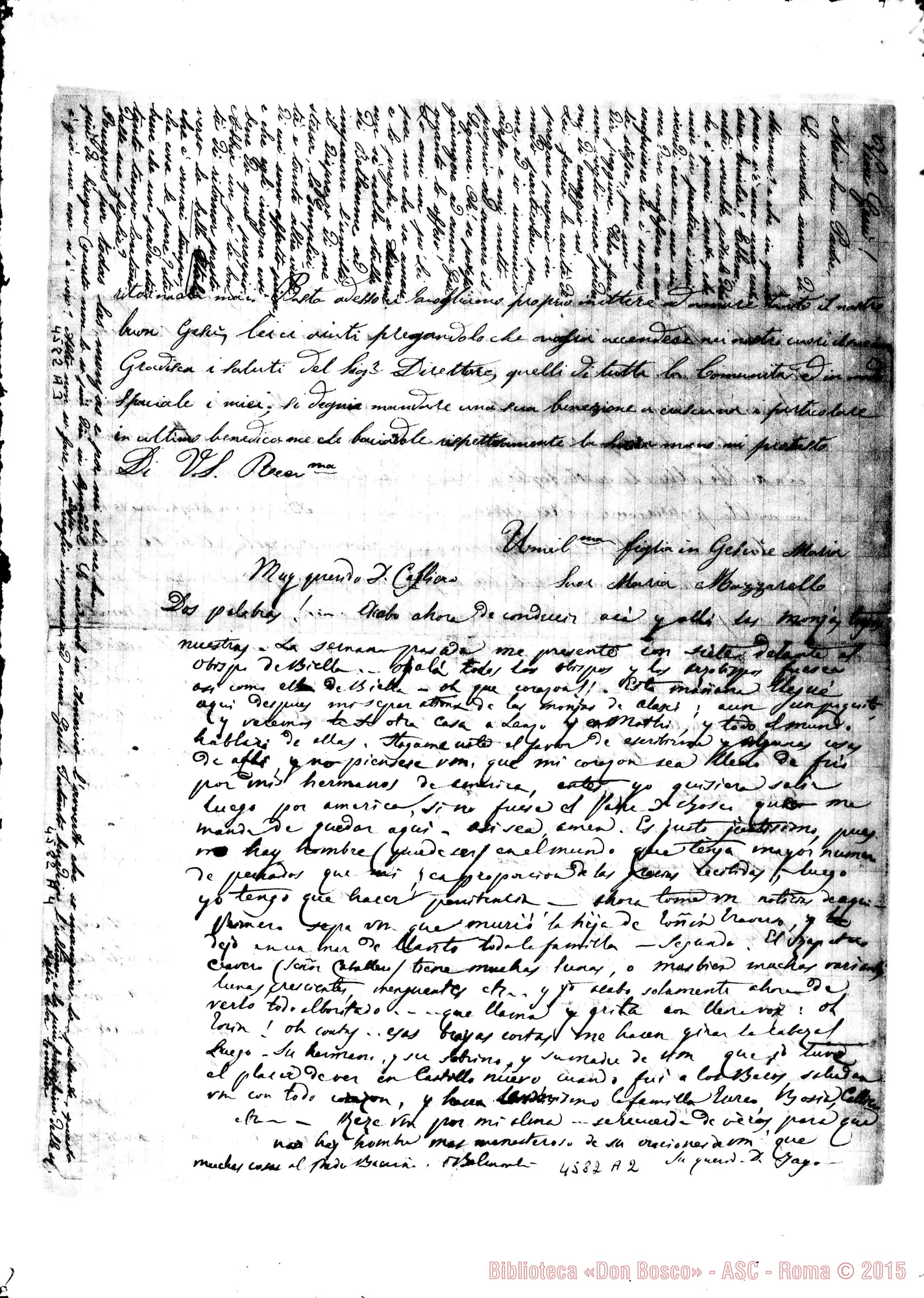 Fotogramma A 2 — M. Mazzarello-D. Cagliero. Novembre 1876. Ms. autogr.. Seguono: lett. di D. Costamagna e di Sr. Emilia Mosca A D. Cagliero