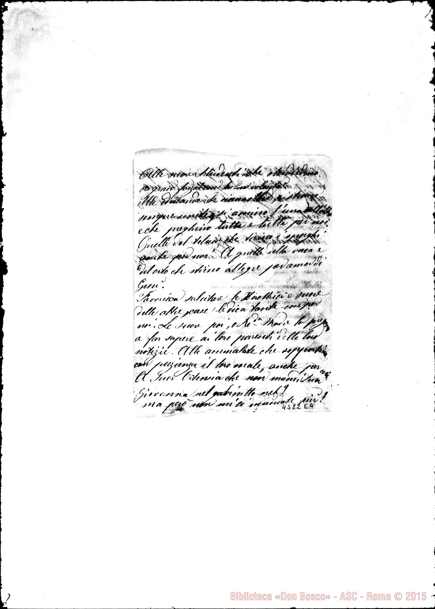 Fotogramma E 4 — D. Costamagna-M. Mazzarello. Montevideo, 18-12-1877. All. trascrizione. Segue lett. delle Suore di Montevideo alla Madre