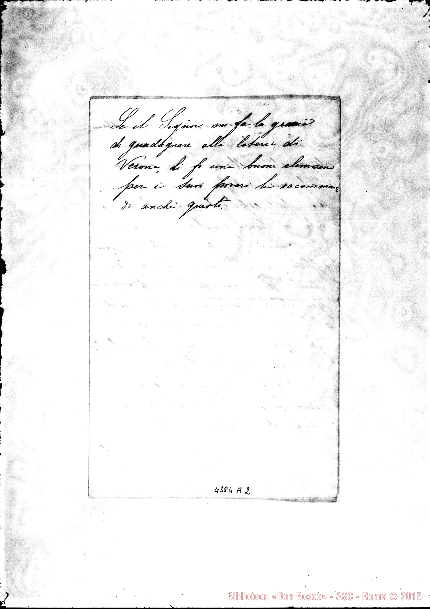 Fotogramma A 2 — Carvalho Maria. Livorno, 3-07-1883. Richiesta di assistenza