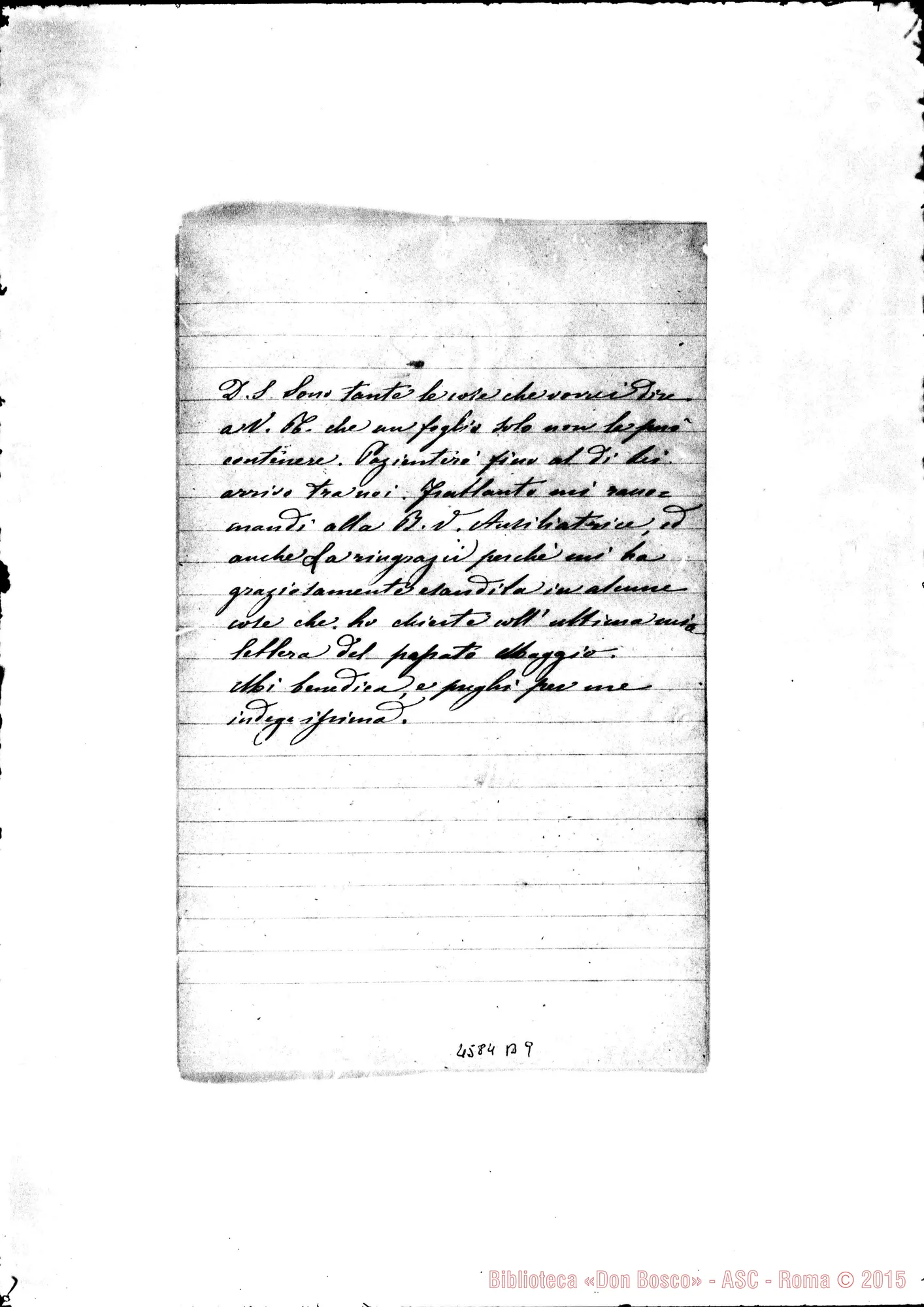 Fotogramma B 9 — Gola Brugnetti Antonietta. Treviglio, 18-07-1883. Informazione per farsi F.M.A.