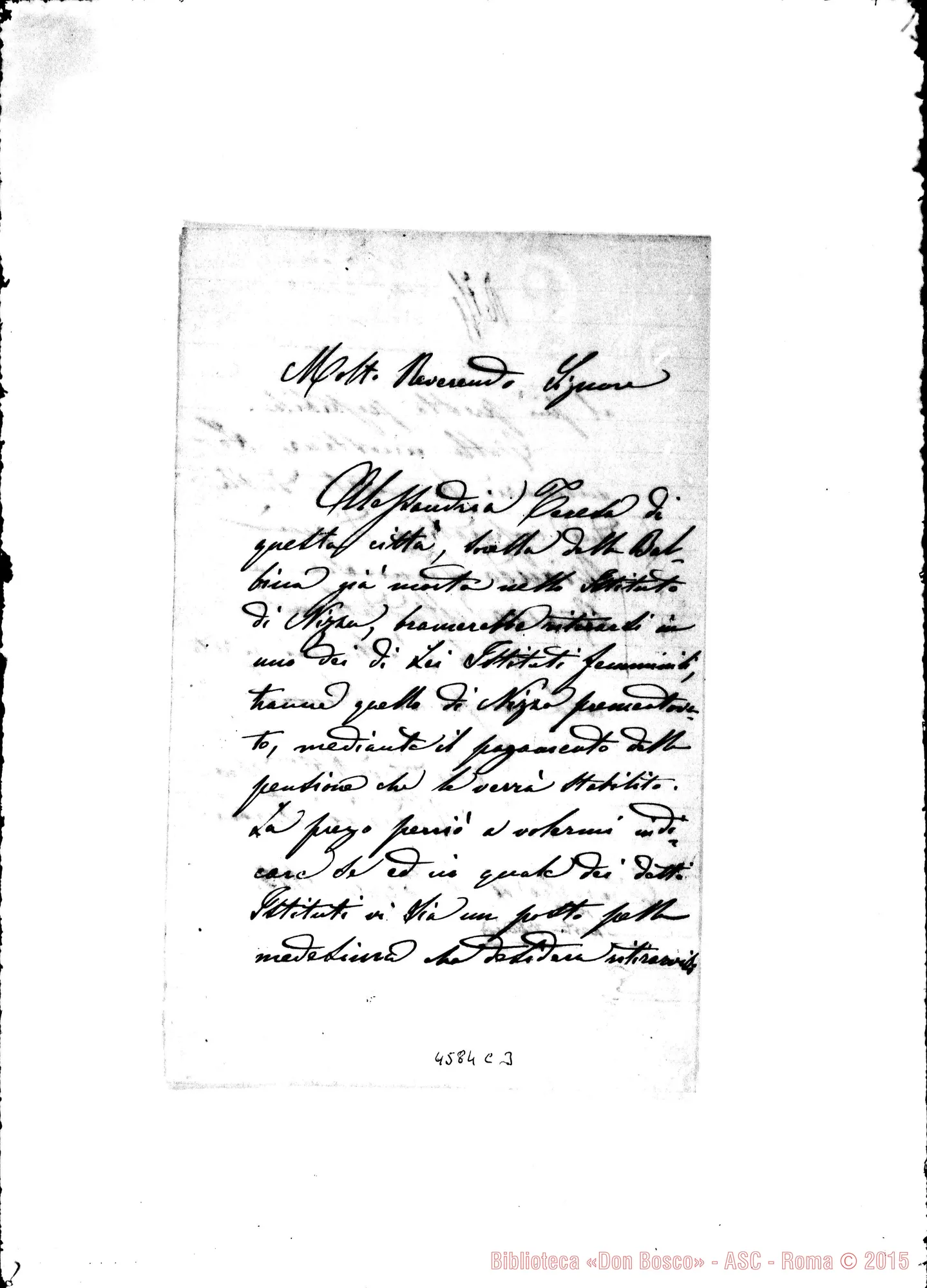 Fotogramma C 3 — Jardini Barbara. Cherasco, 4-05-1883. Richiesta di ricovero nell’Istituto di Nizza Monferrato