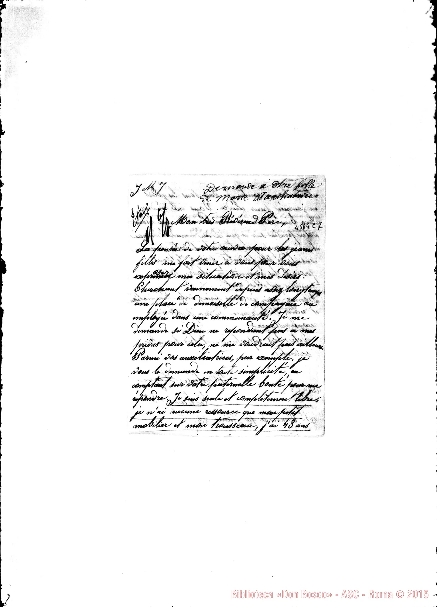 Fotogramma C 7 — Legru Hortense. Saint Omer, 12-06-1883. Ammissione nelle F.M.A.