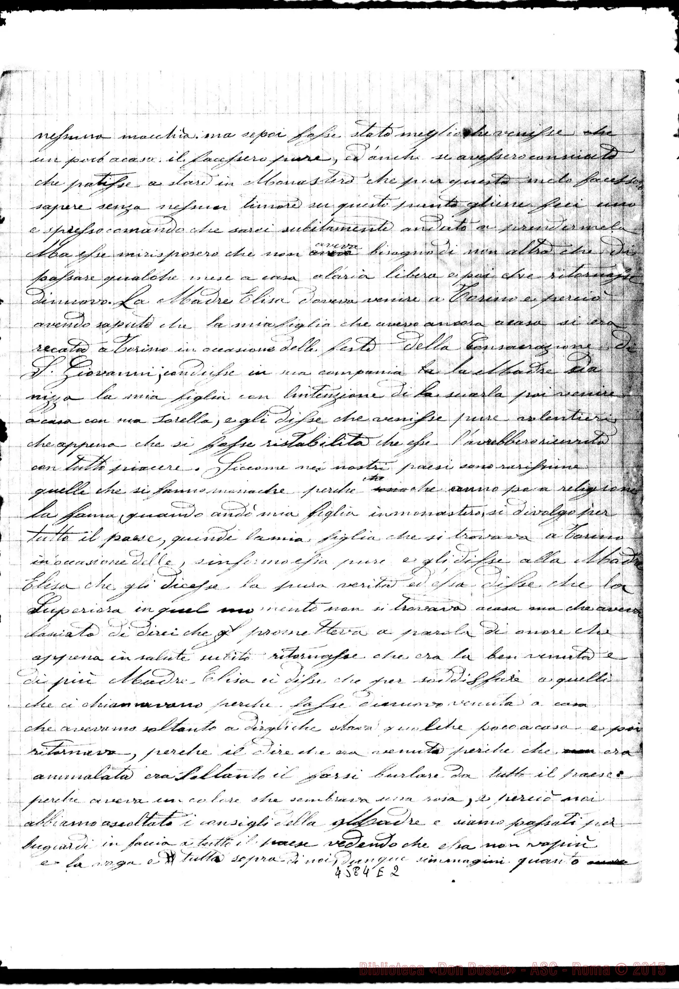 Fotogramma E 2 — Nasi Giuseppe. Vicoforte, 19-02-1883. Lagnanze per dimissione dalle F.M.A.