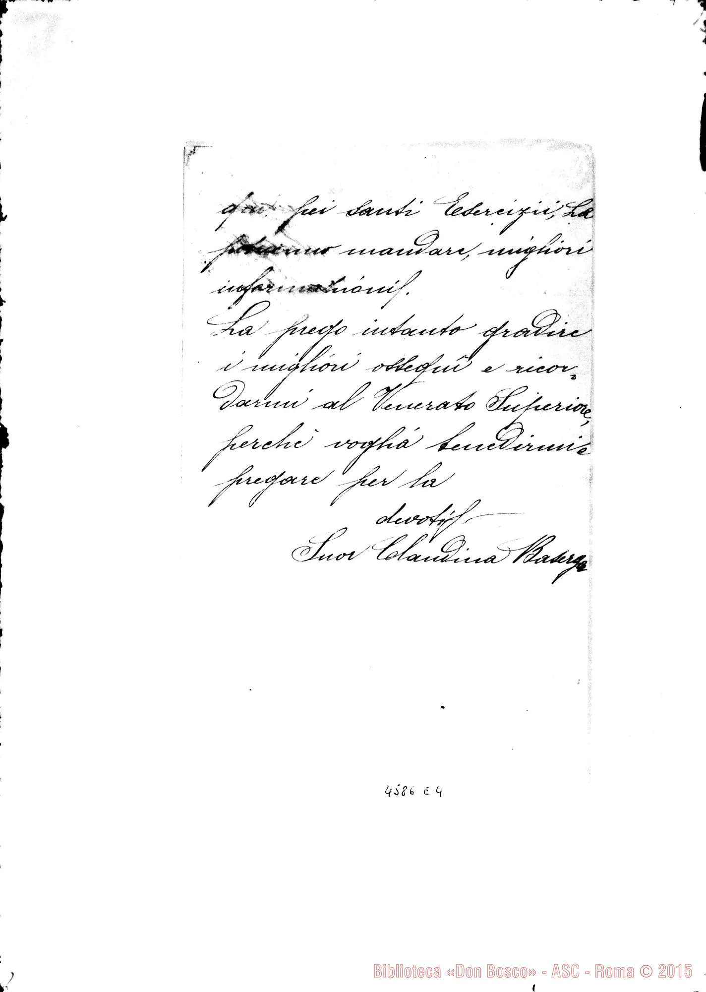 Fotogramma E 4 — Baserga Claudina, suora-Gusmano Calogero. Novara, 31-07-1921
