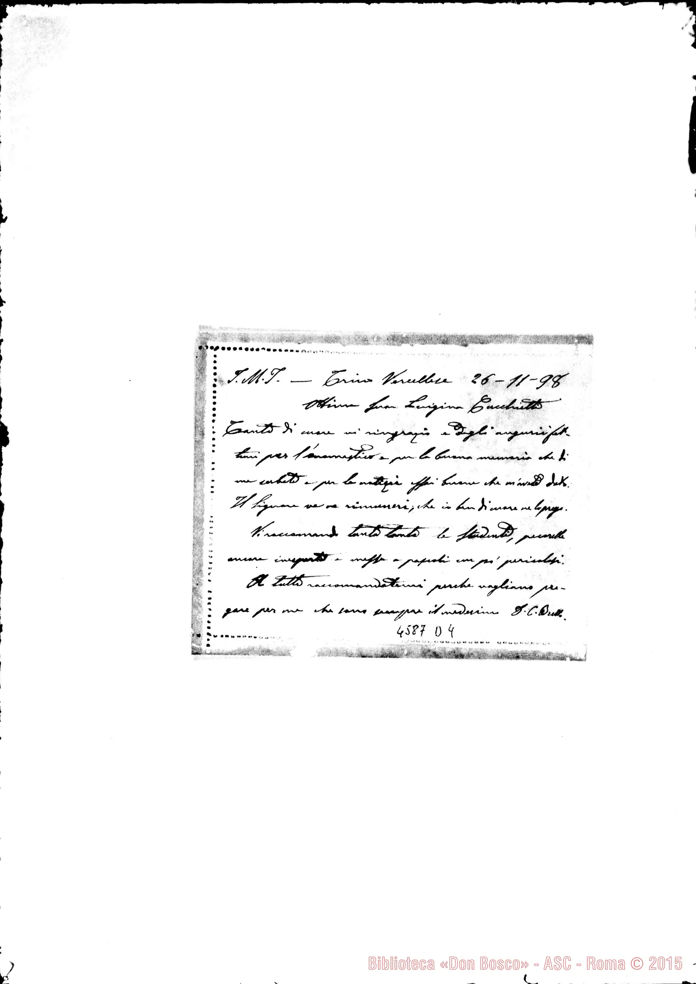 Fotogramma D 4 — « « « Trino Vercellese, 26-11-1898