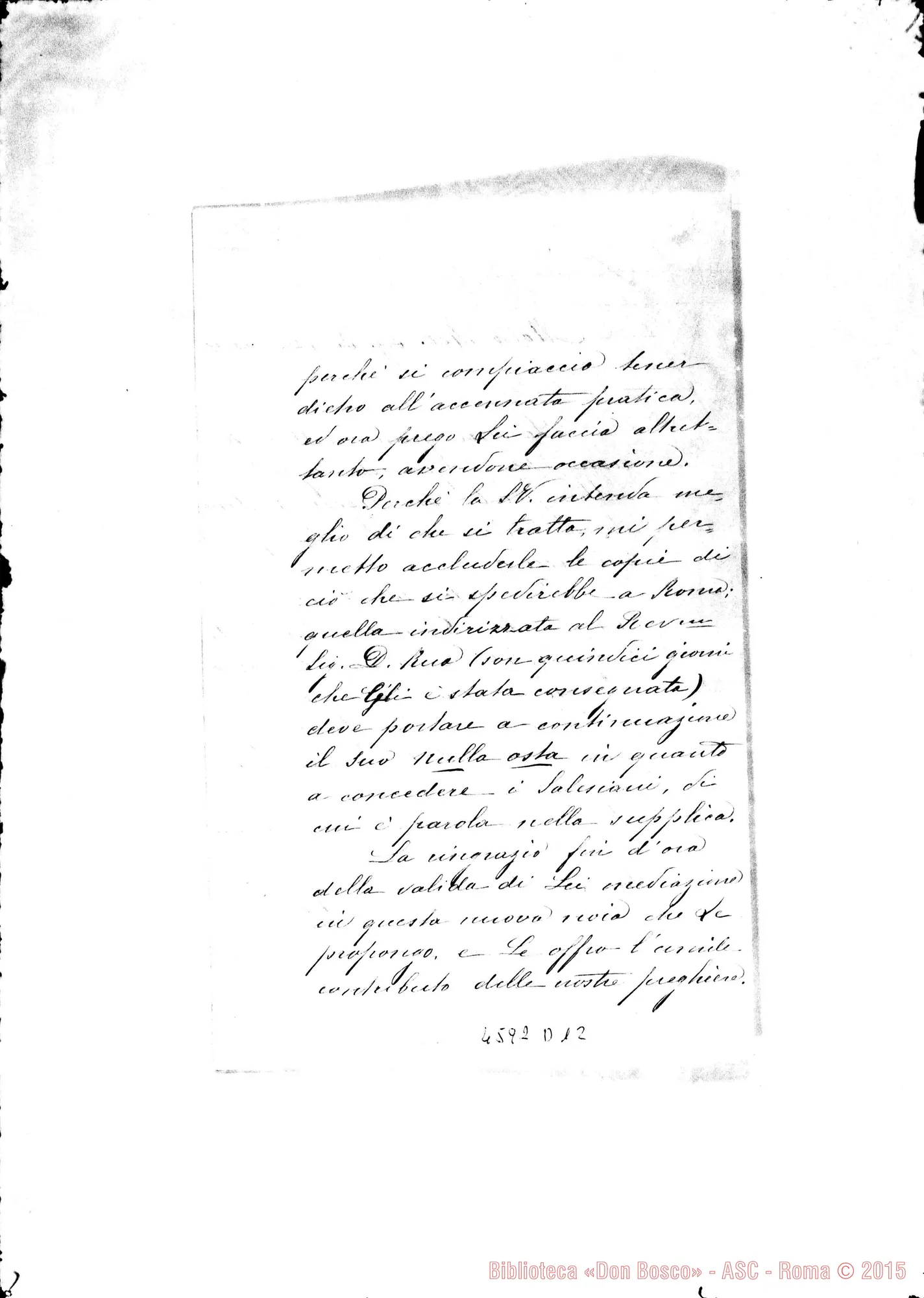 Fotogramma D 12 — « « « « Nizza Monf., 21-06-1909. All.: minuta della supplica al S. Padre E copia della lett. di Vincenzo La Penna A D. Rua. Roma, 16-08-1909