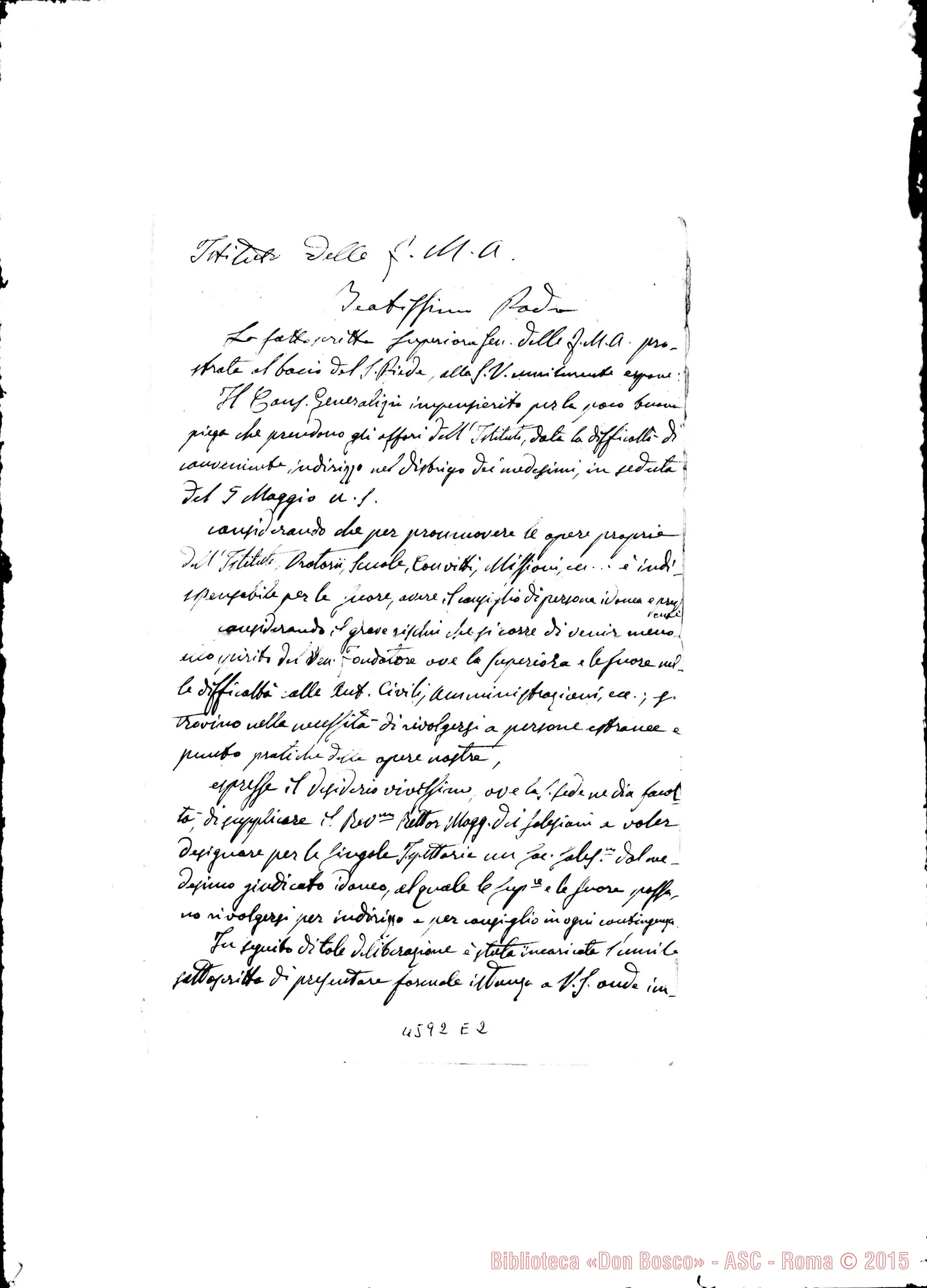 Fotogramma E 2 — « « « « Nizza Monf., 21-06-1909. All.: minuta della supplica al S. Padre E copia della lett. di Vincenzo La Penna A D. Rua. Roma, 16-08-1909