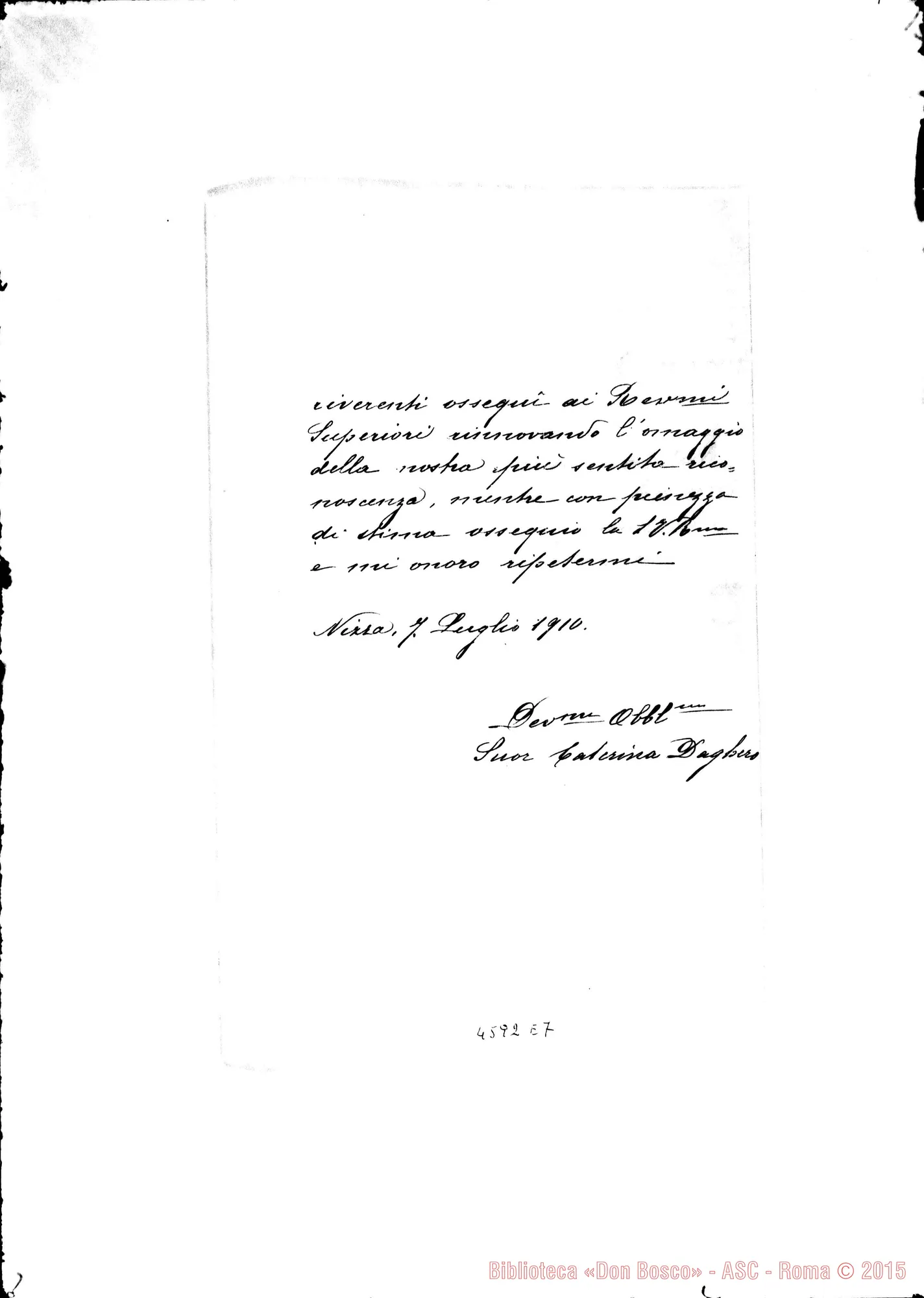 Fotogramma E 7 — Daghero Caterina, suora-Gusmano Calogero. Nizza Monf., 7-07-1910