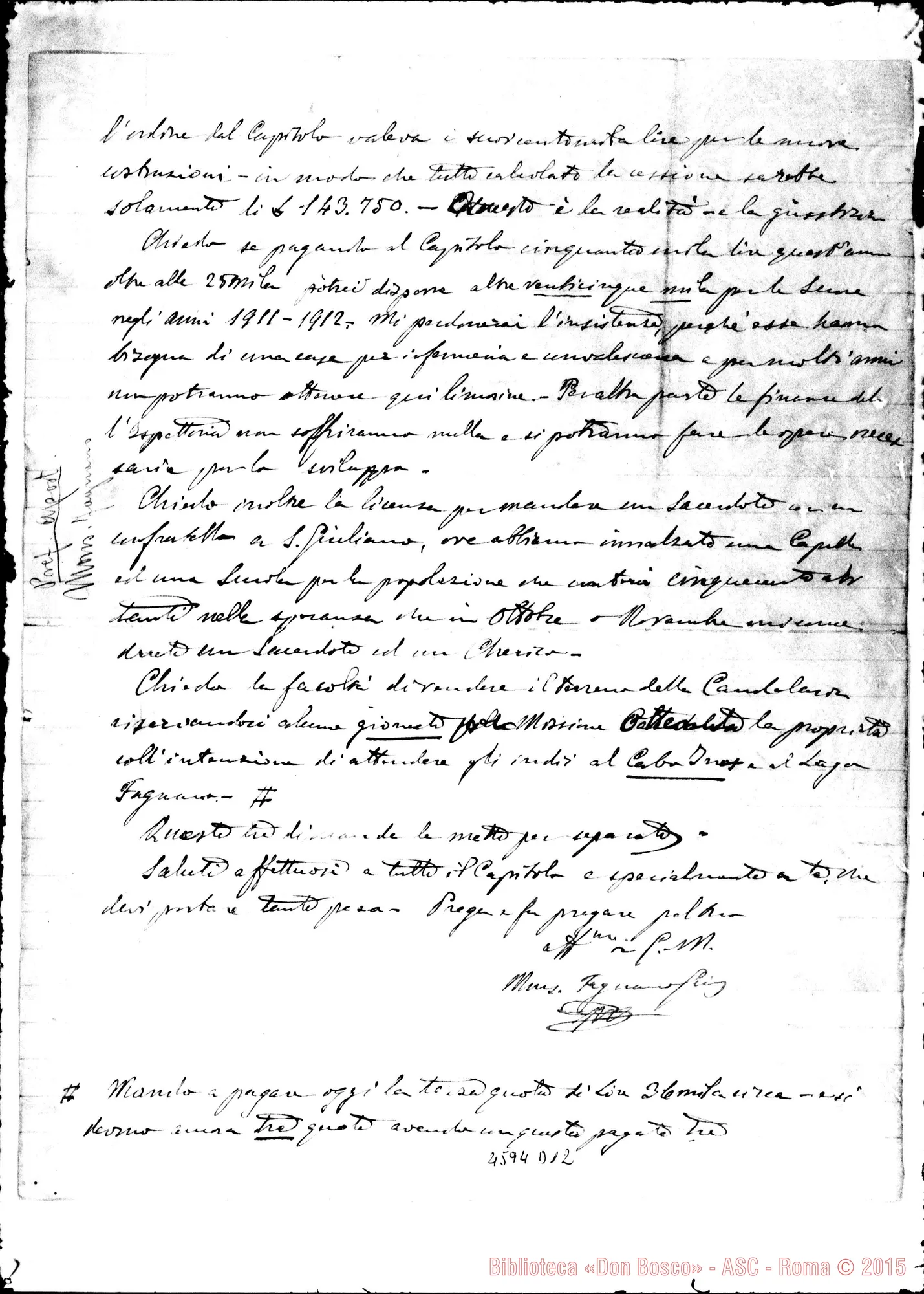 Fotogramma D 12 — Fagnano Giuseppe, SDB-Albera Paolo. Puntarenas, 19-02-1911