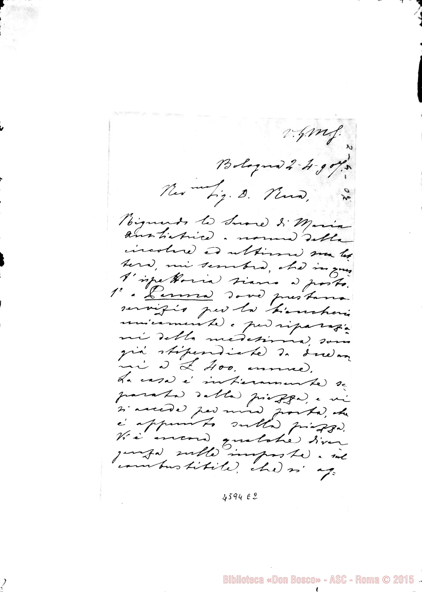 Fotogramma E 2 — Farina Carlo, SDB-Rua Michele. Bologna, 2-04-1907