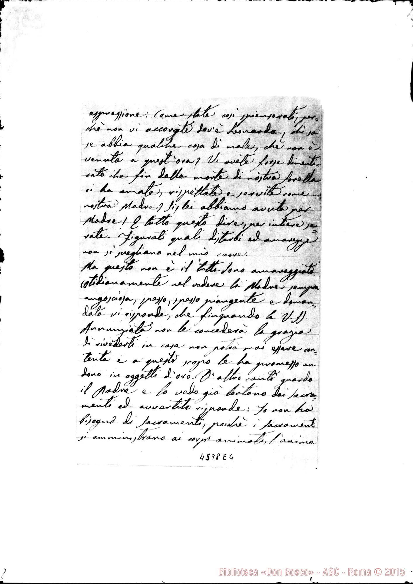 Fotogramma E 4 — Mauro Luigi, sac.-Leonarda Mauro, postulanta. Nunziata, 10-02-1891
