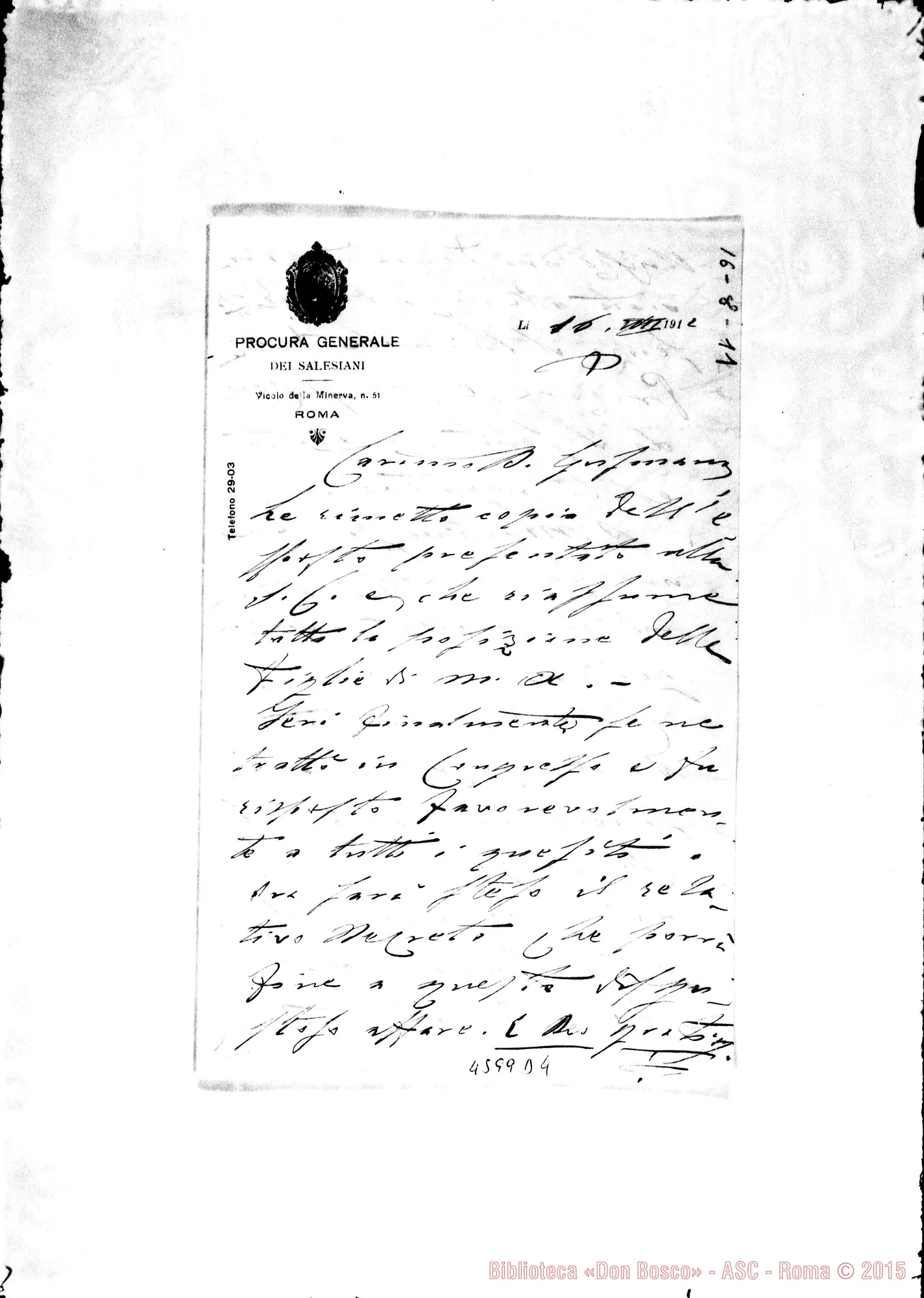 Fotogramma D 4 — « « « « Roma, 16-08-1911. All. esposto presentato alla S.S. dal Proc. Gen.