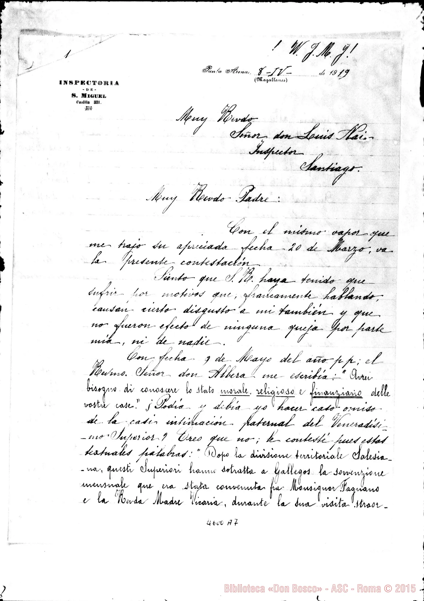 Fotogramma A 7 — Muttis Gemma, suora-Albera Paolo. Puntarenas, 8-04-1919. Copia