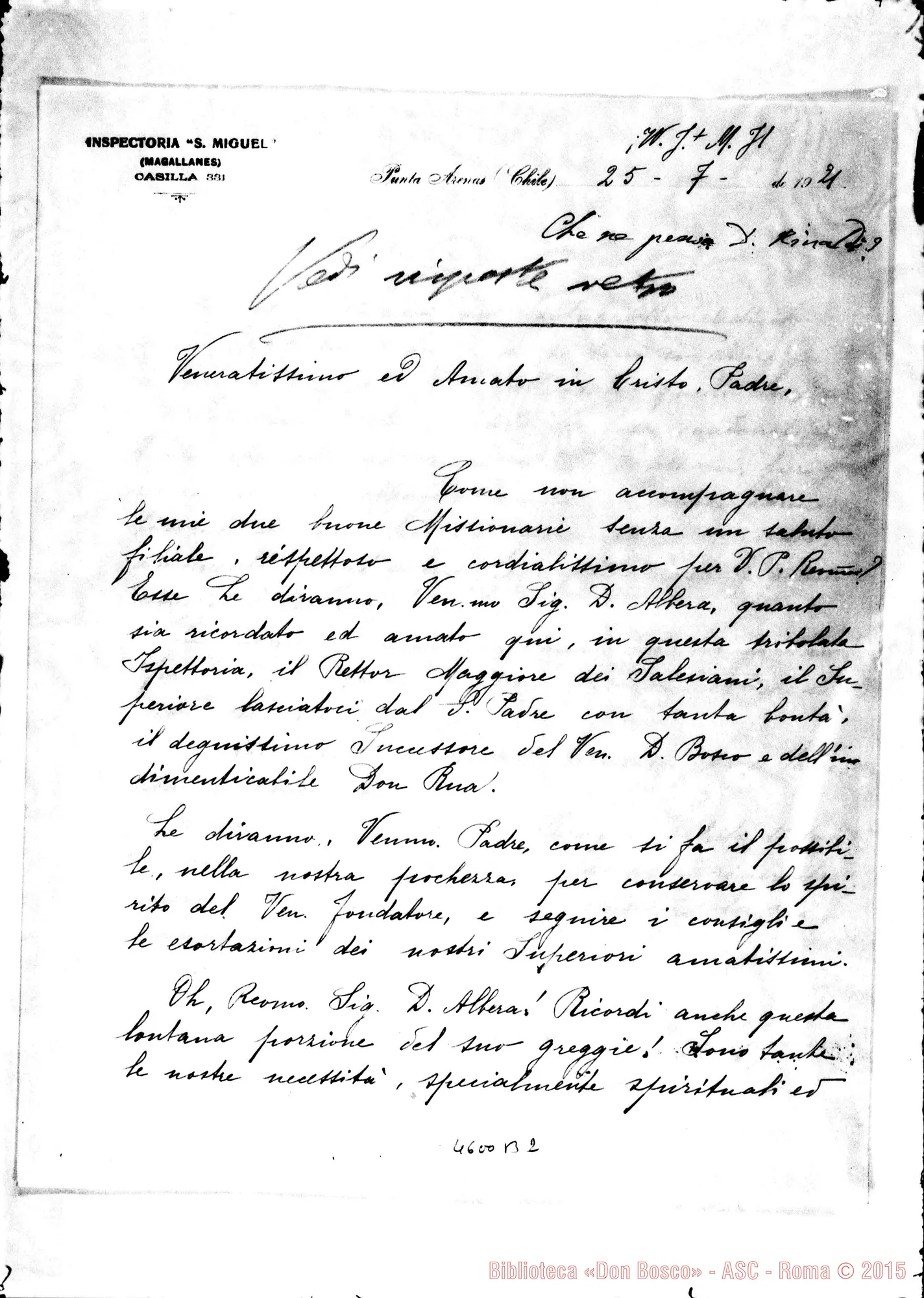 Fotogramma B 2 — « « « « Puntarenas, 25-07-1921. All. minuta di risposta di D. Rinaldi. Torino, 22-09-1921