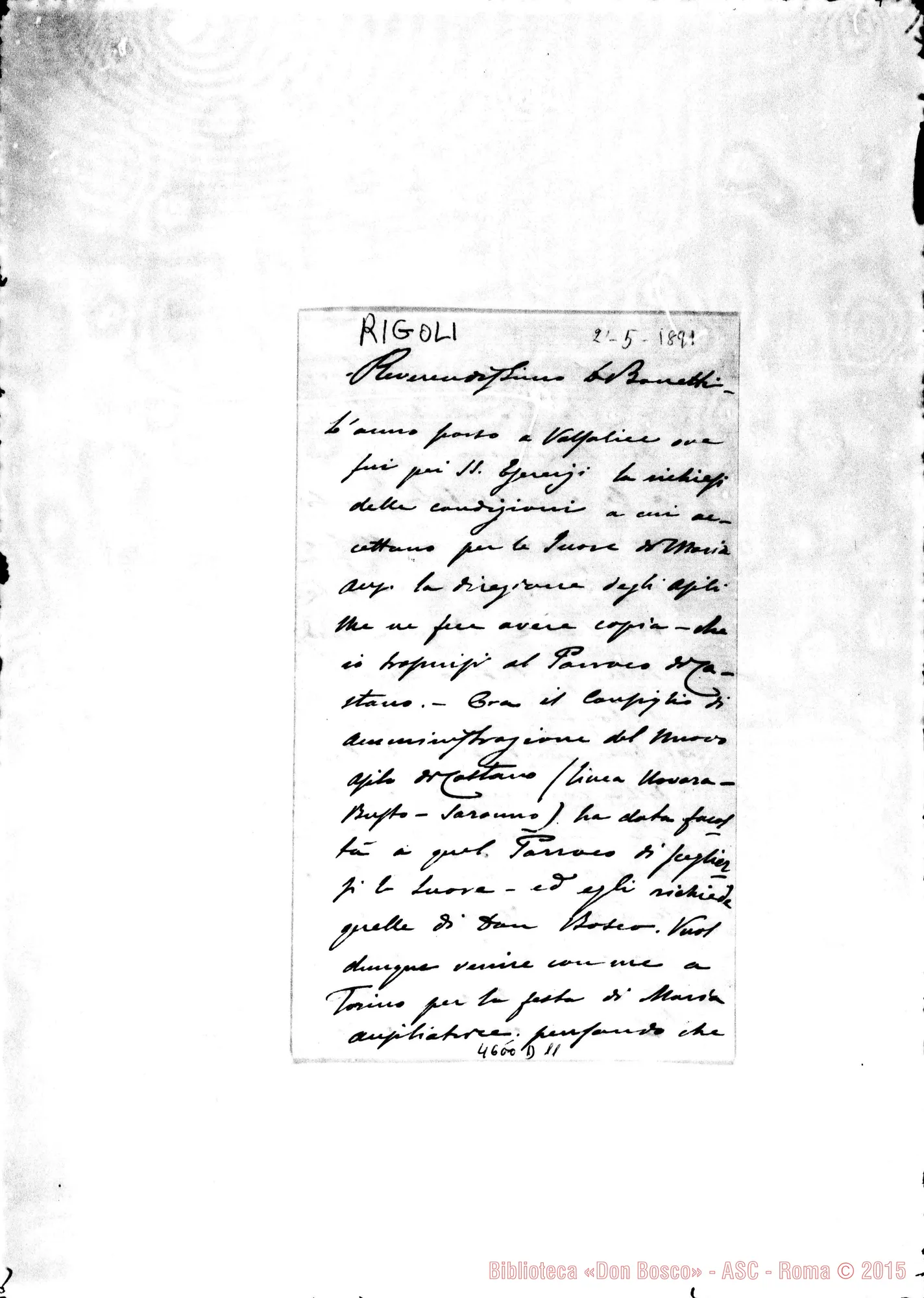 Fotogramma D 11 — Rigoli Angelo, sac.-Bonetti Giovanni. Casale Litta, 2-05-1891