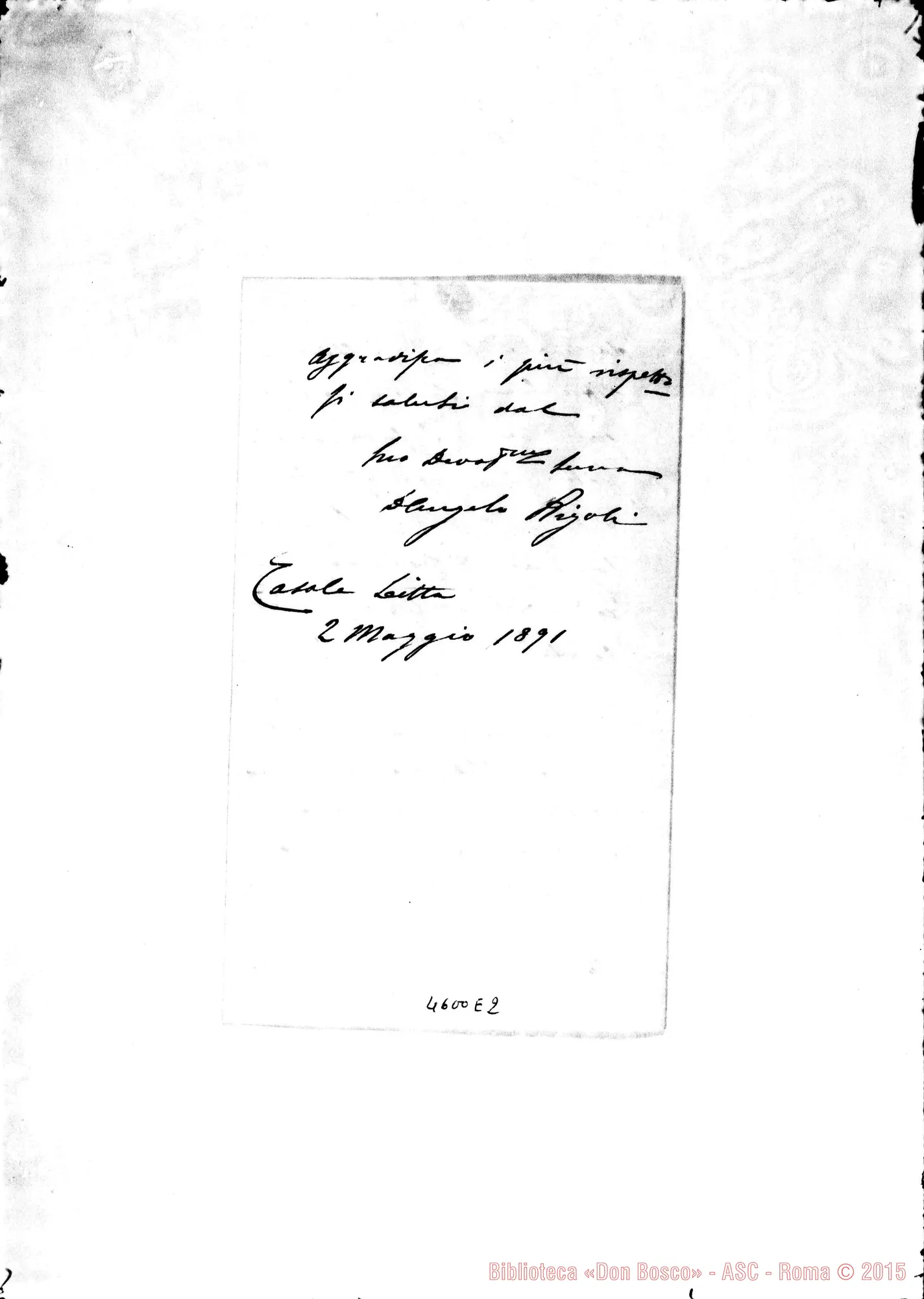 Fotogramma E 2 — Rigoli Angelo, sac.-Bonetti Giovanni. Casale Litta, 2-05-1891