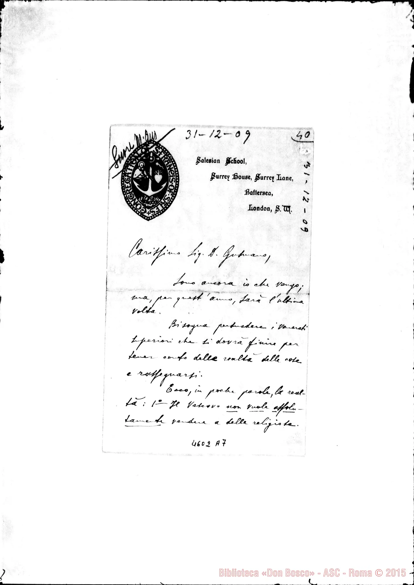 Fotogramma A 7 — Scaloni Francesco, SDB-Gusmano Calogero. London, 31-12-1909