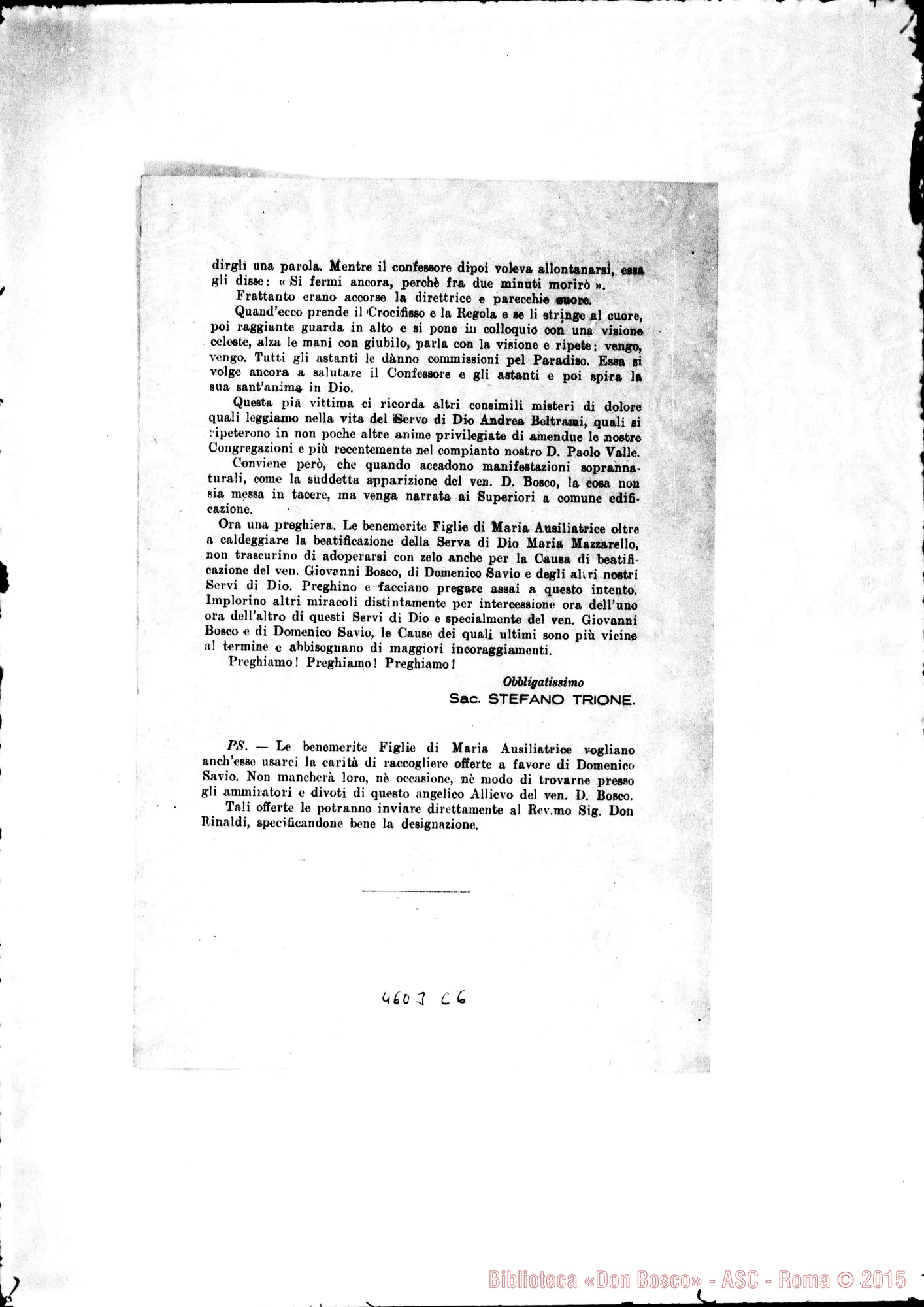 Fotogramma C 6 — « « -F.M.A.. Circolare. 24-07-1924