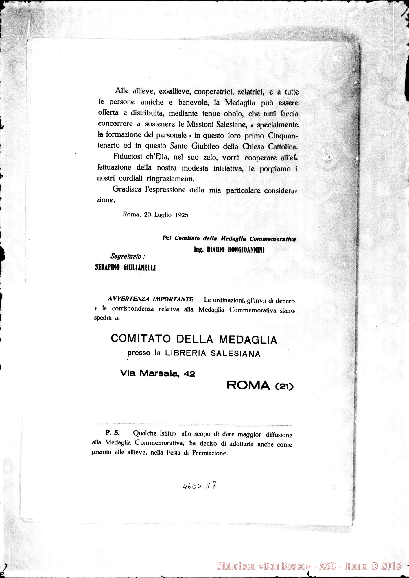 Fotogramma A 7 — « « : Giubileo Missionario Salesiano. Stampato, 1925