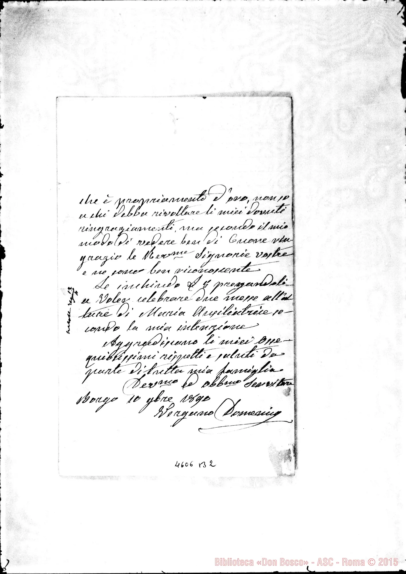 Fotogramma B 2 — Vergano Domenico, agente del Conte De Maistre-Rua. Borgo Cornalese, 10-11-1890