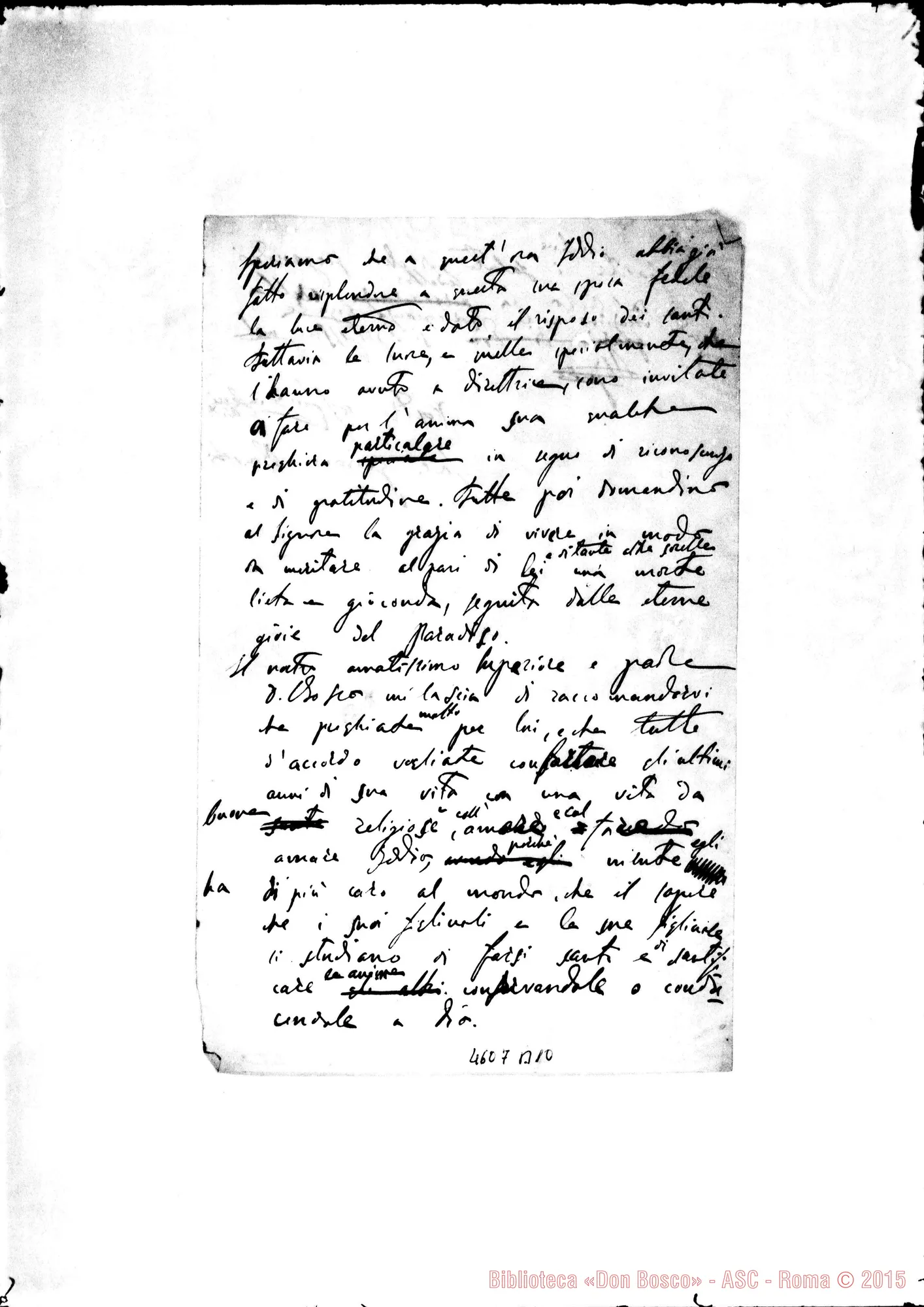 Fotogramma B 10 — 08-09-1886: Alle Suore di M.A.. Ms. Bonetti. Cfr. 4563 DII. Stampato