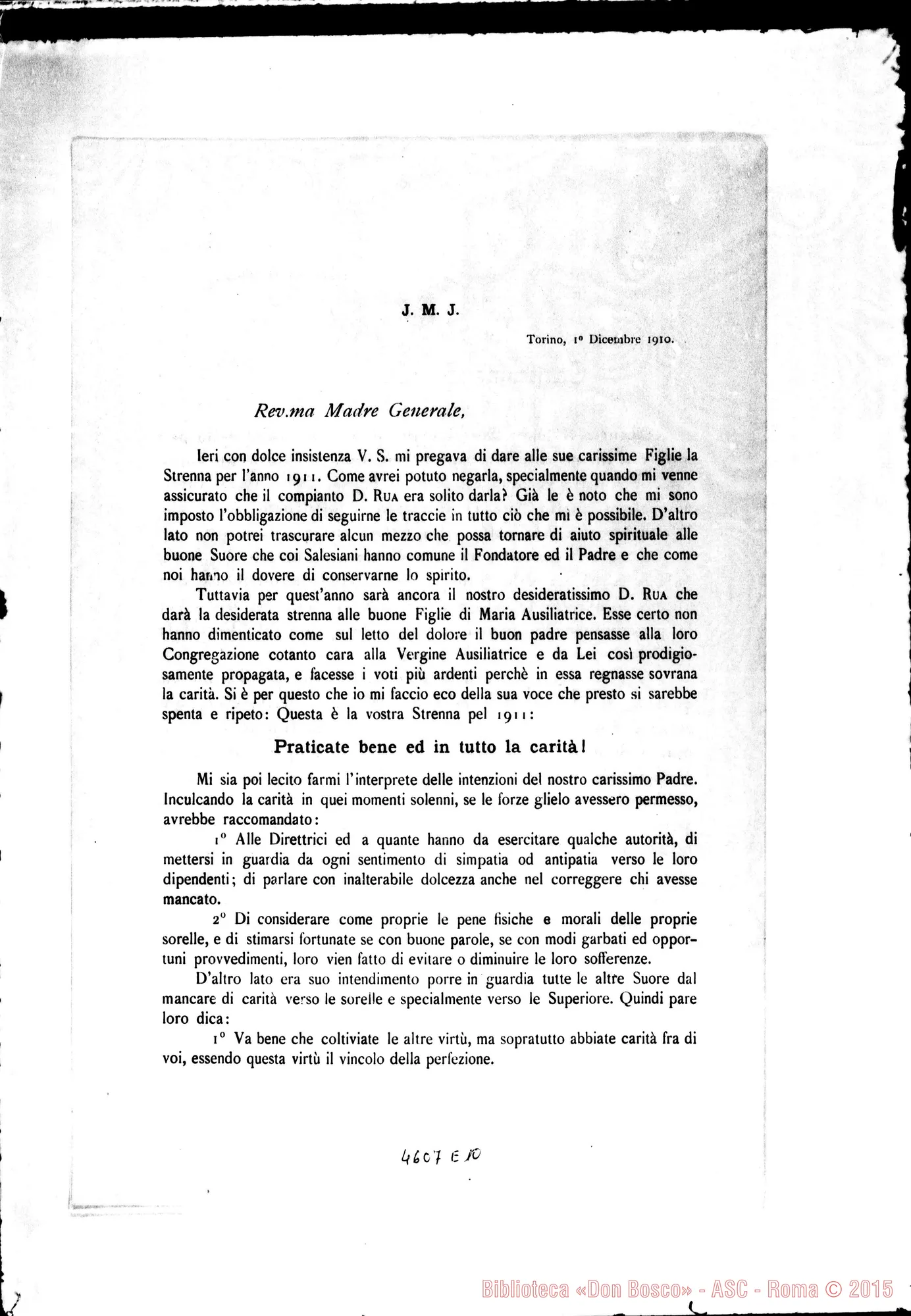 Fotogramma E 10 — 01-12-1910: Strenna: «Praticate bene ed in tutto la carità!»