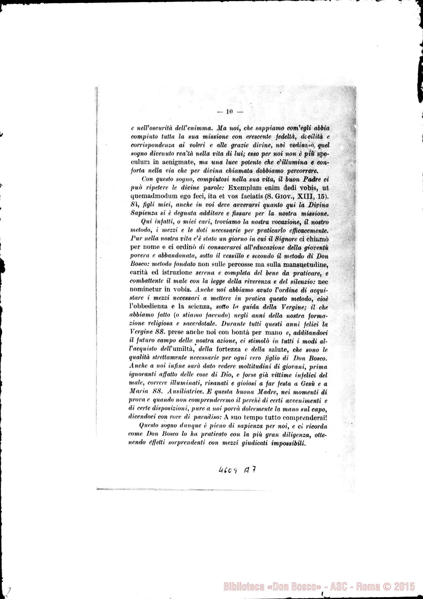 Fotogramma A 7 — 24-10-1924: Strenna: «Fare bene quotidianamente la meditazione… Crescere nella divozione Gesù Sacramentato…»