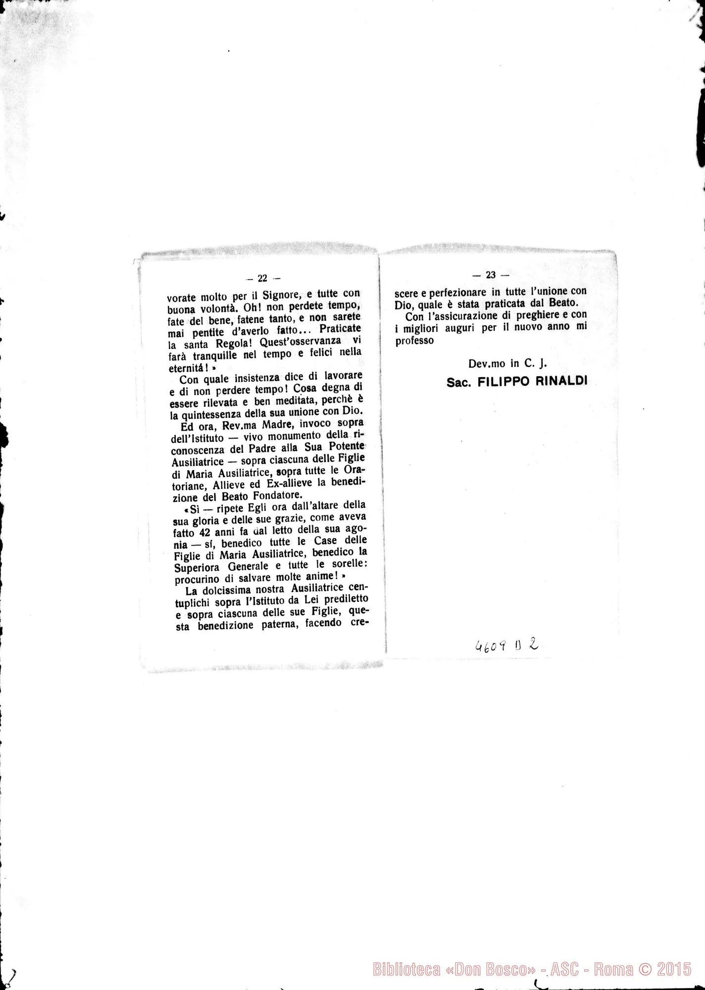 Fotogramma D 2 — 24-12-1929: Strenna: «Unione con Dio sulFesempio del nostro Beato D. Bosco»