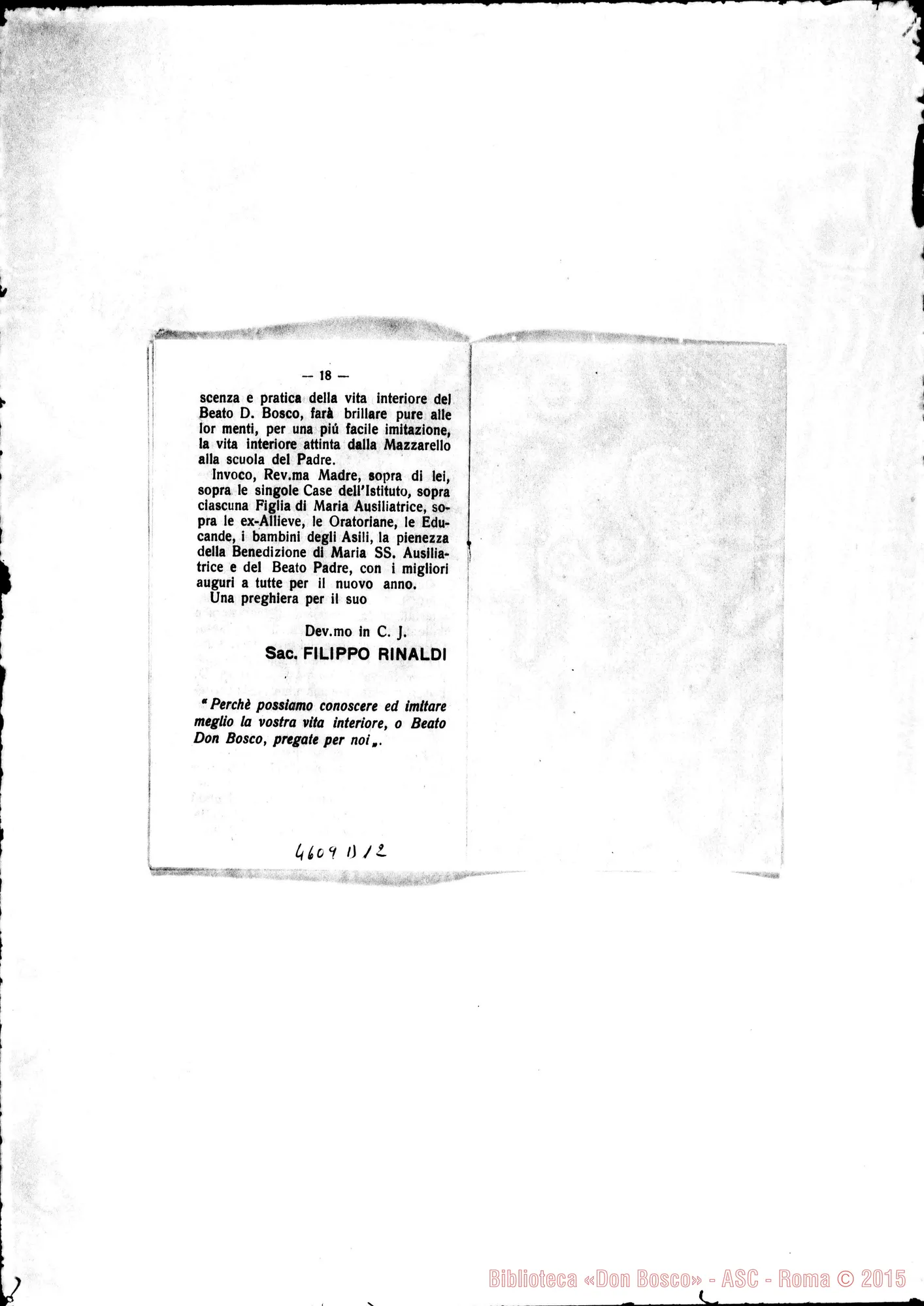 Fotogramma D 12 — 24-11-1930: Strenna: «Conoscere ed imitare di più la vita interiore del Beato Don Bosco»