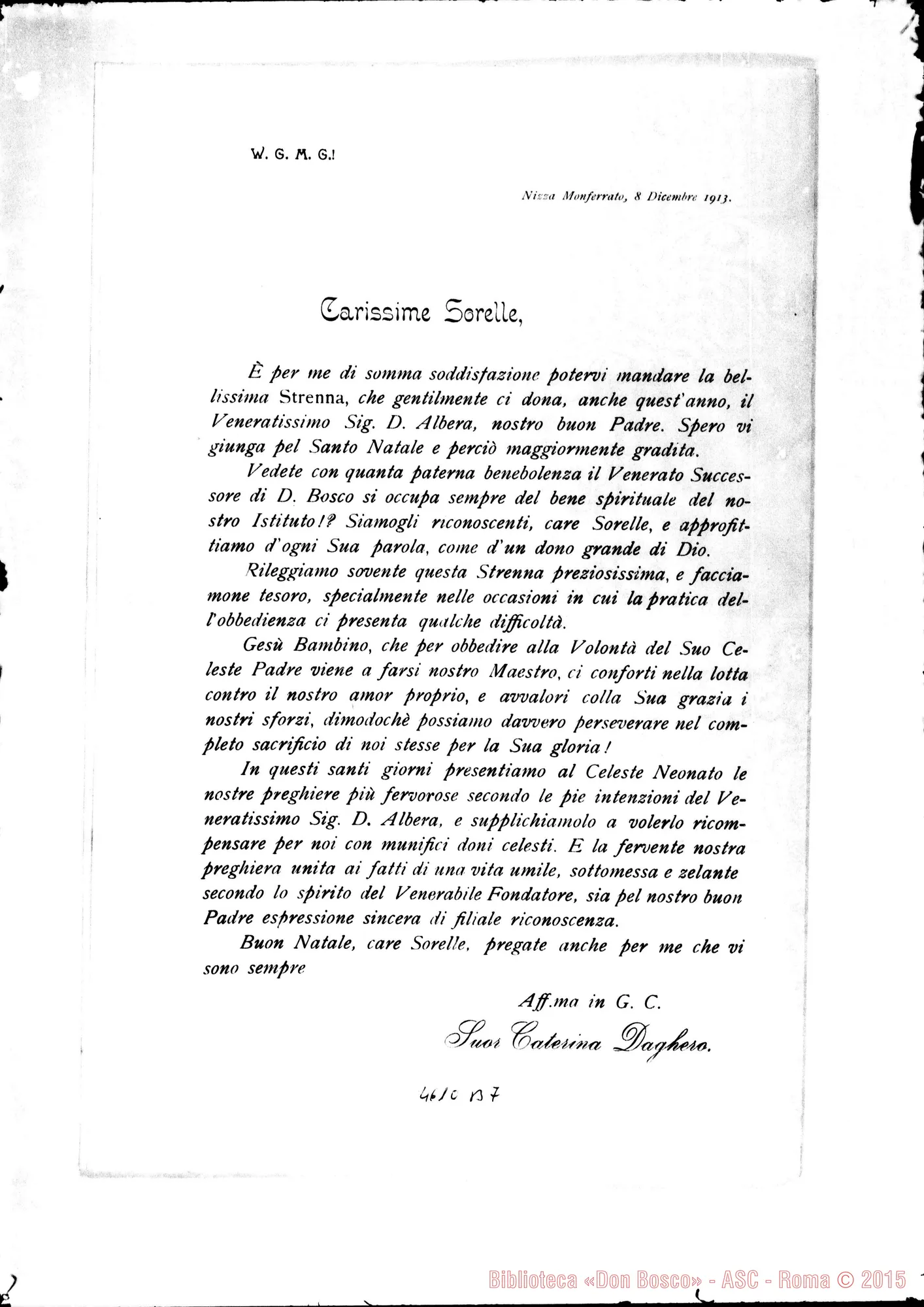 Fotogramma B 7 — 08-12-1913: Strenna: «Nell’ubbidire fate intiero il sacrificio della vostra volontà E del vostro giudizio»