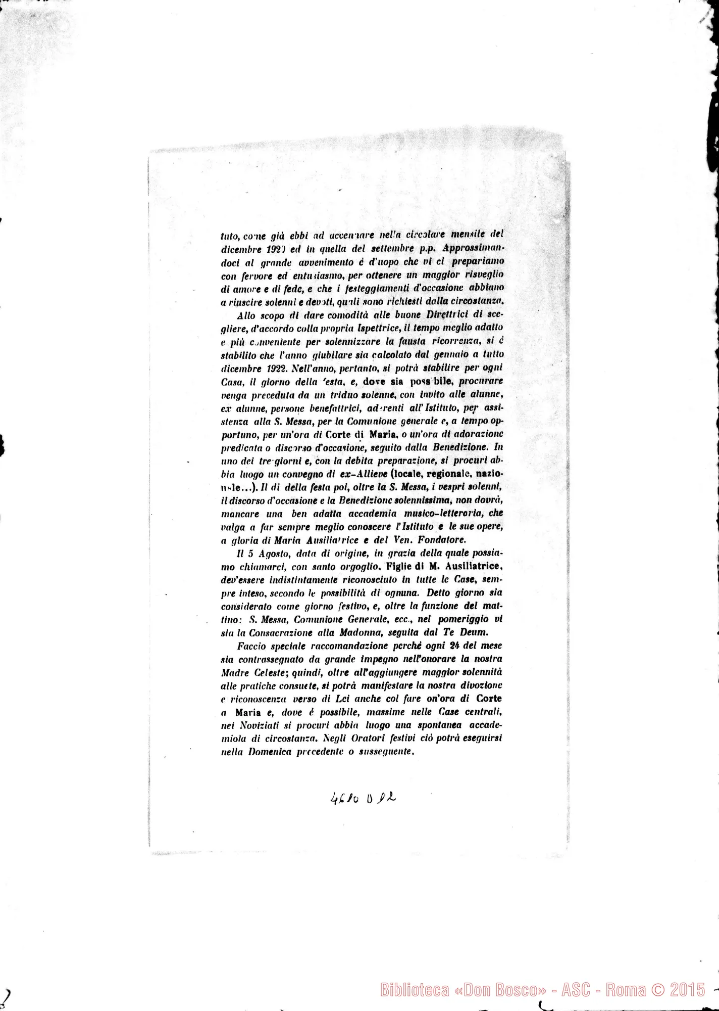 Fotogramma D 12 — 24-11-1921: Scomparsa di Mons. Marenco ed altre cose