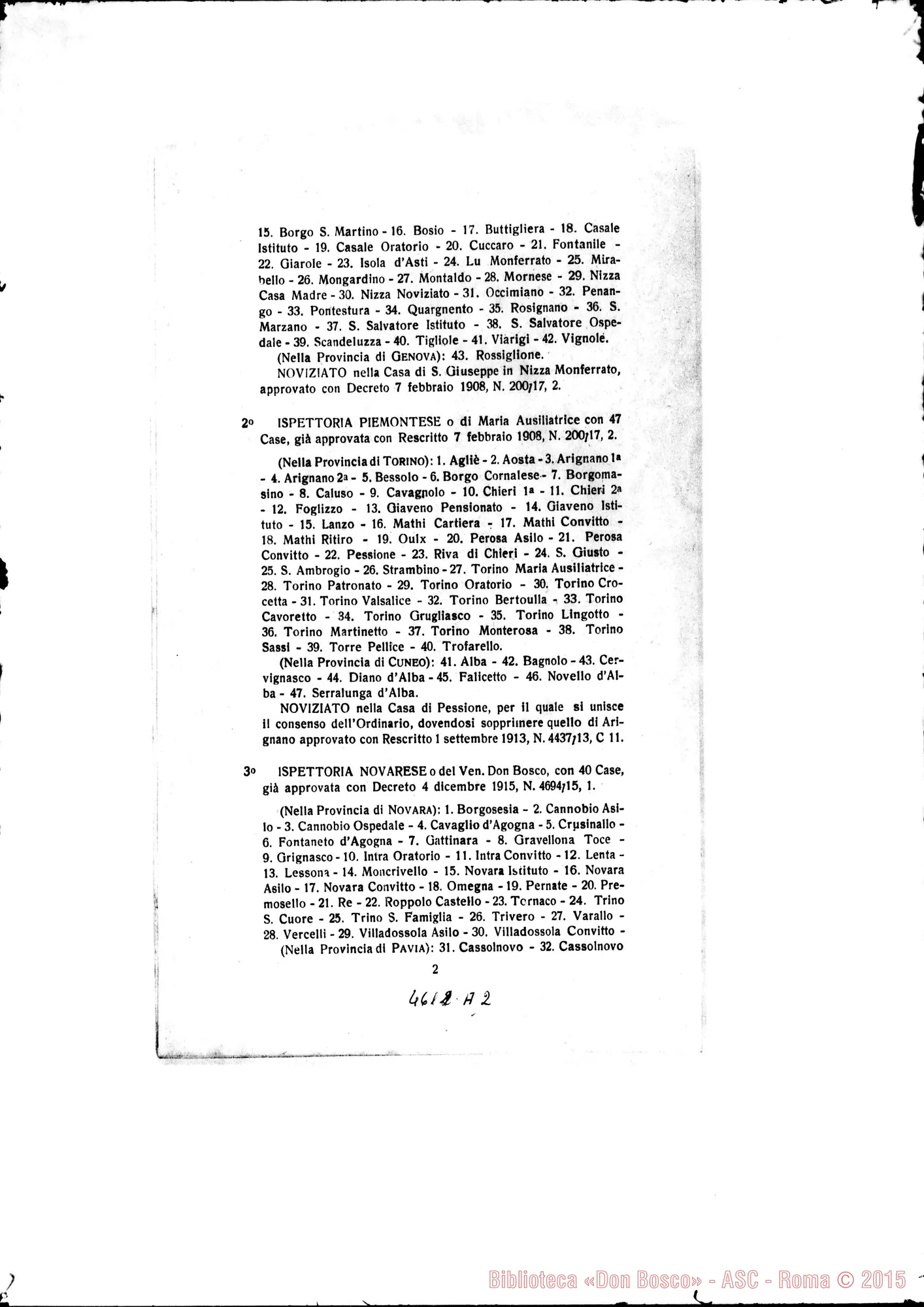 Fotogramma A 2 — 24-11-1923: Riordinamento nelle Ispettorie d’Italia