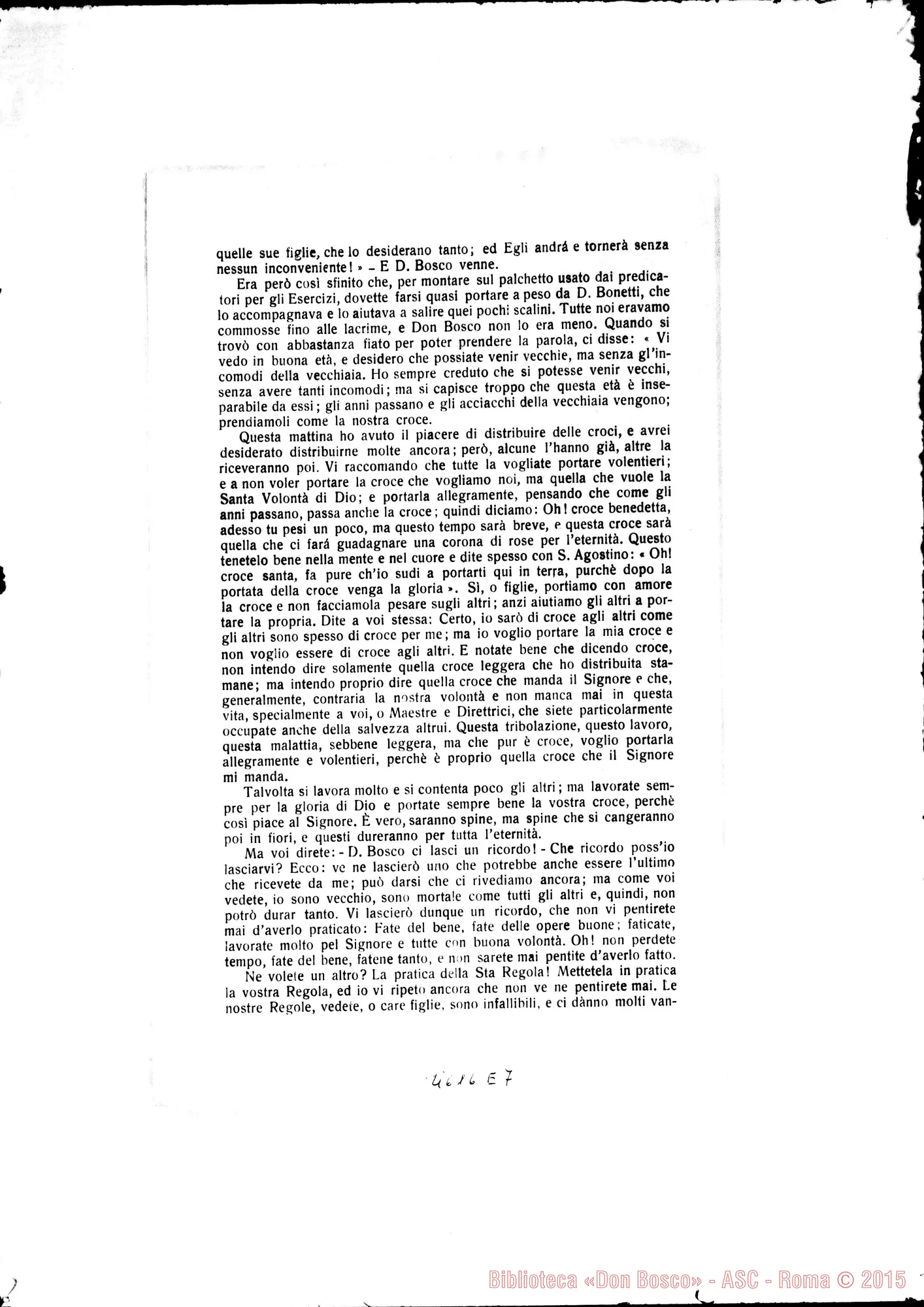 Fotogramma E 7 — 24-03-1929: Sull’ultima visita di D. Bosco A Nizza