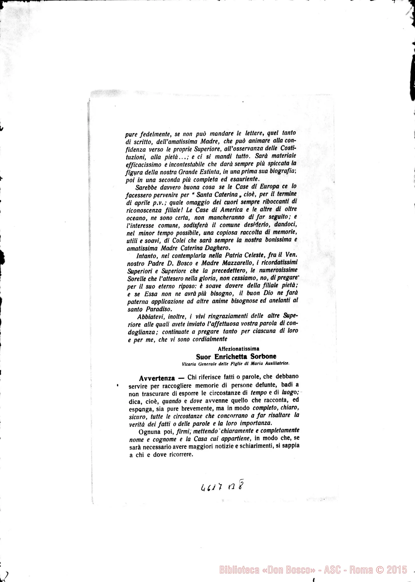 Fotogramma B 8 — 24-03-1924: Suor Sorbone: alla morte di Madre Daghero