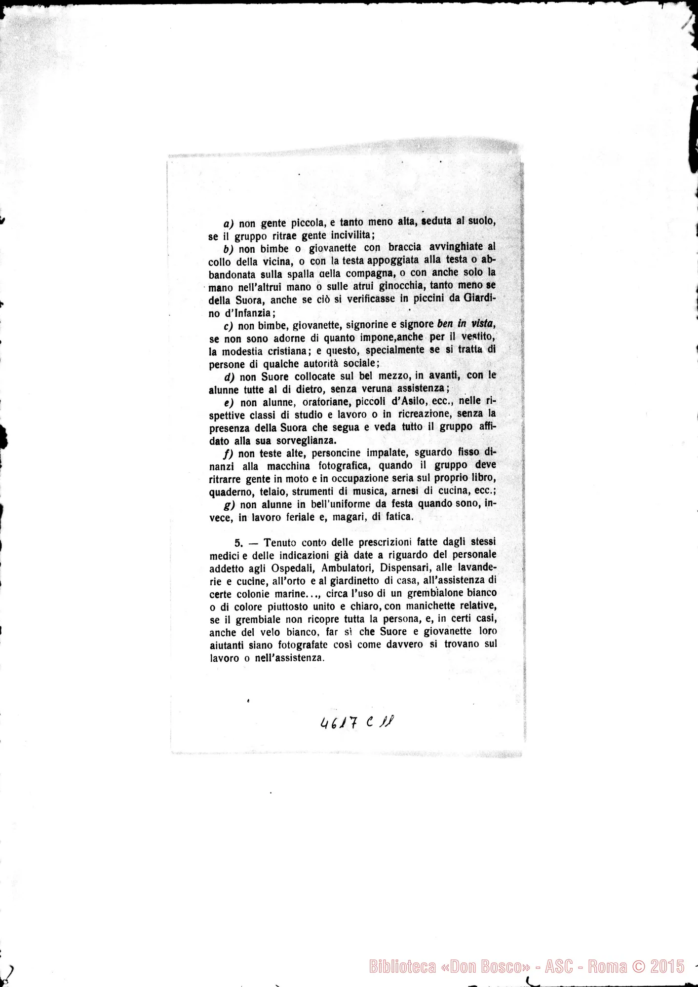 Fotogramma C 11 — 00-06-1931: Suor Arrighi Caterina: norme A riguardo delle fotografie da ritrarsi A scopo di ottima propaganda