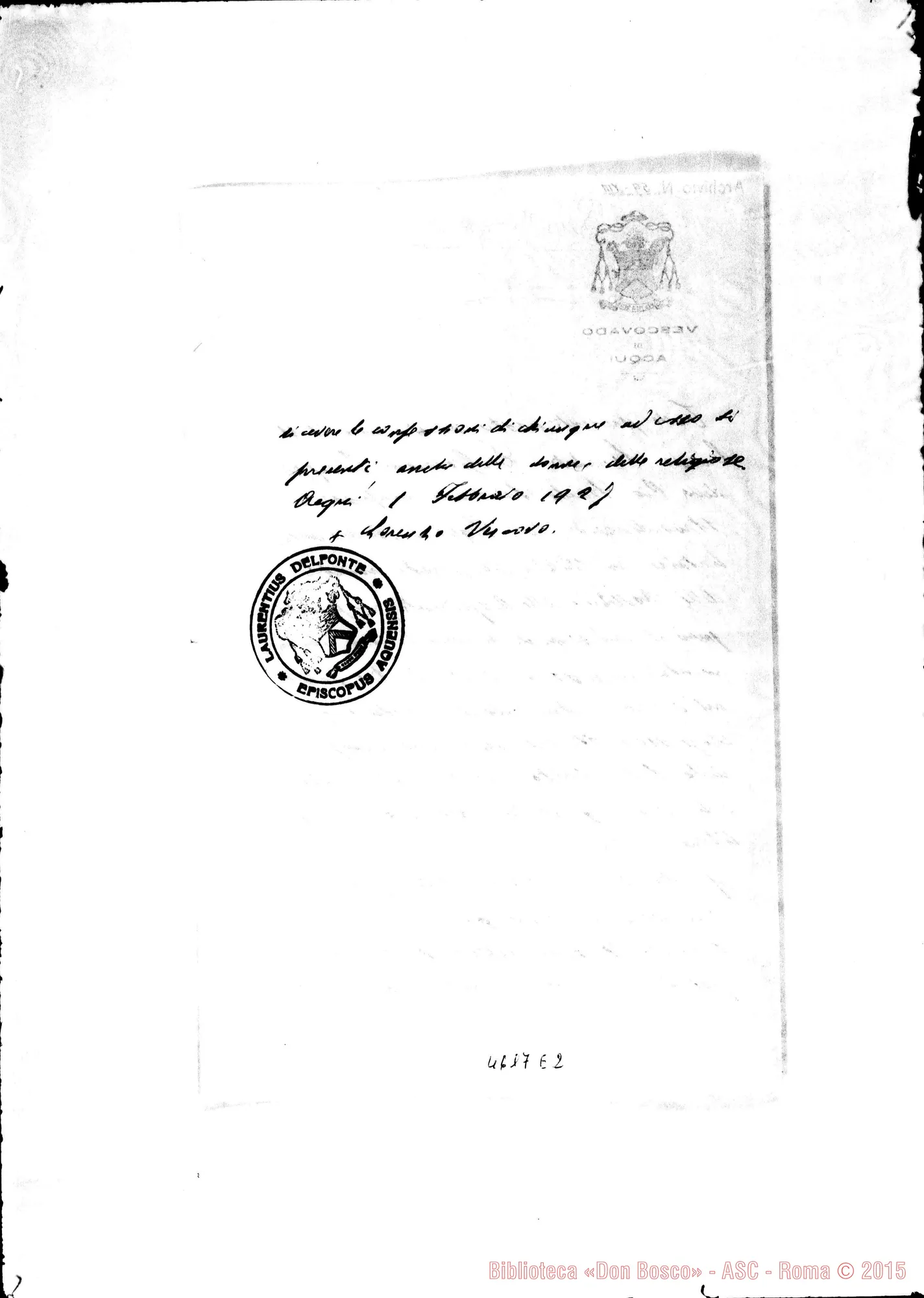 Fotogramma E 2 — Delponte Lorenzo, vesc.: facoltà di Confessioni