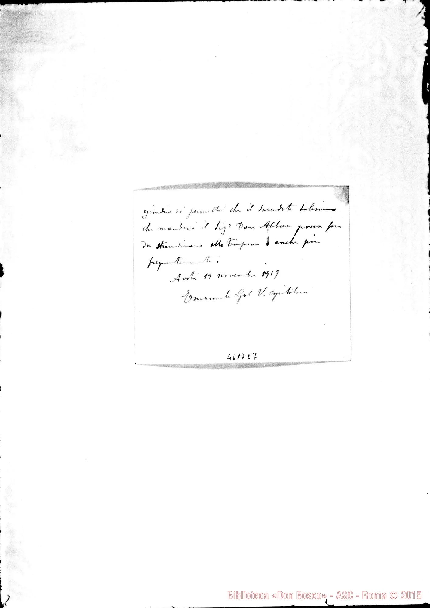 Fotogramma E 7 — Aosta: Gal Emmanuel, vie. cap.-Boschi Carlo, can.. Aosta, 19-11-1919
