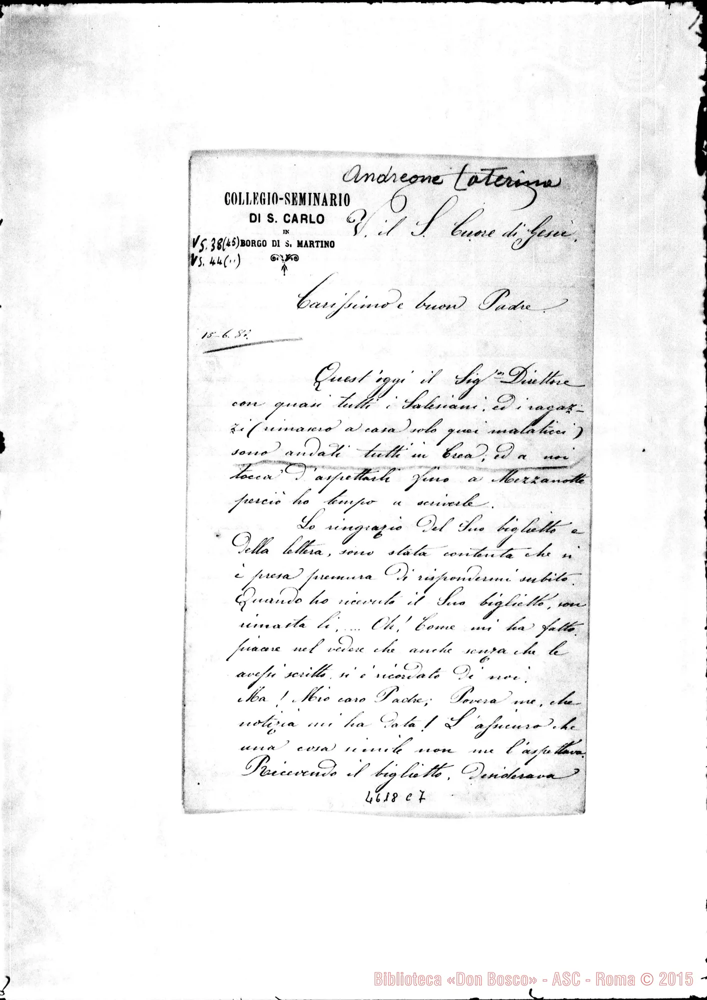 Fotogramma C 7 — Andreone Caterina, suora-Bonetti. Borgo S. Martino, 5-06-1887
