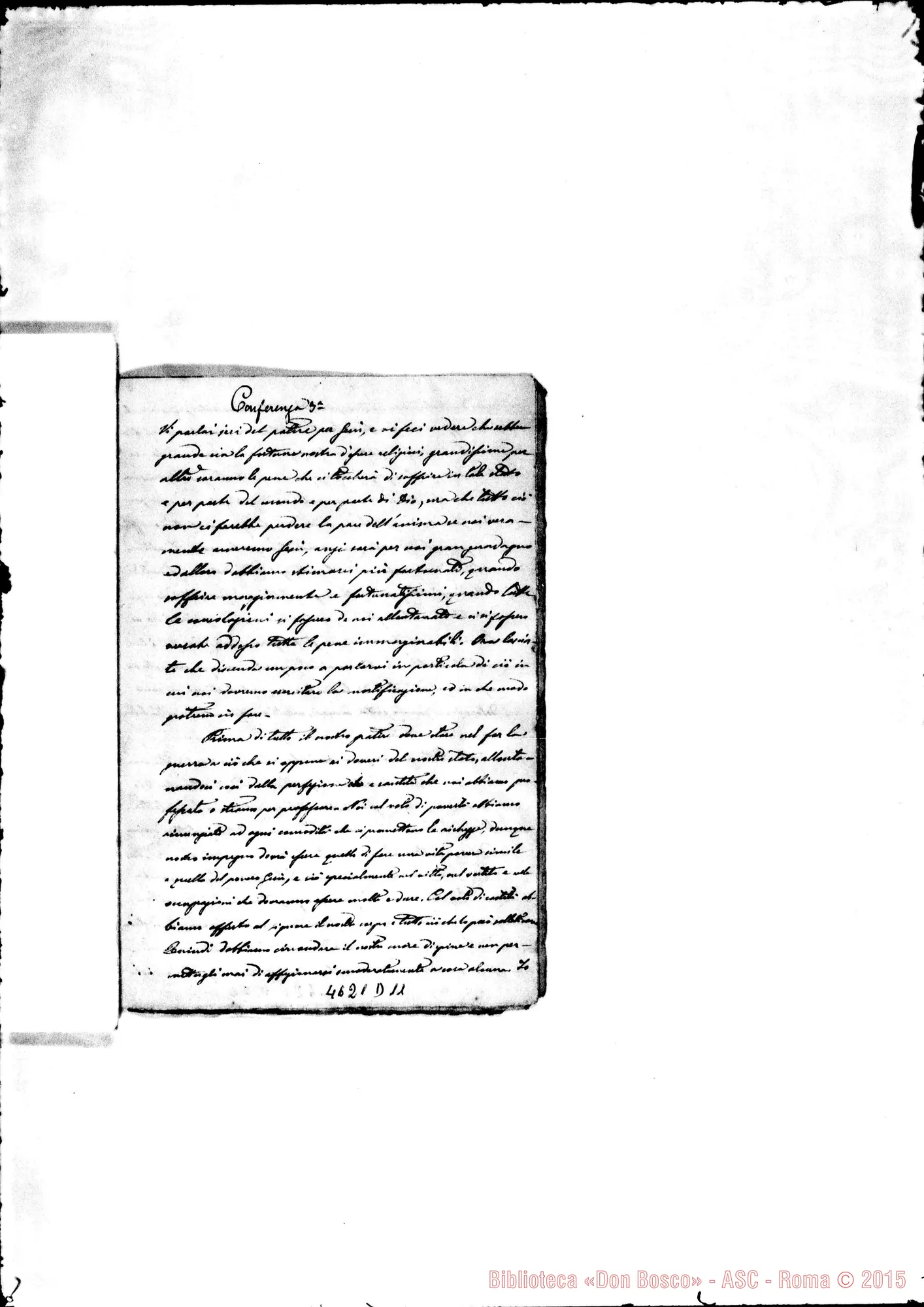 Fotogramma D 11 — Bonetti: Tre Conferenze alle Suore F.M.A. nel 1879. Ms. autogr.